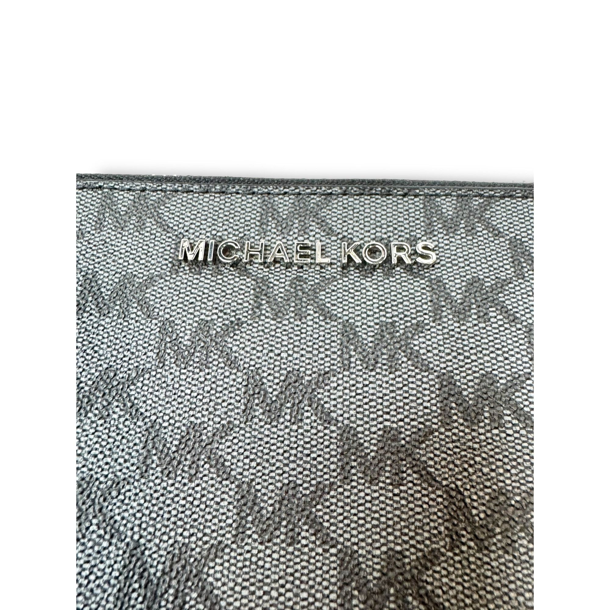 Michael Kors Michael Kors Jet Set Pouch Wristlet Coated Canvas Gray Black Size ONE SIZE - 5 Thumbnail