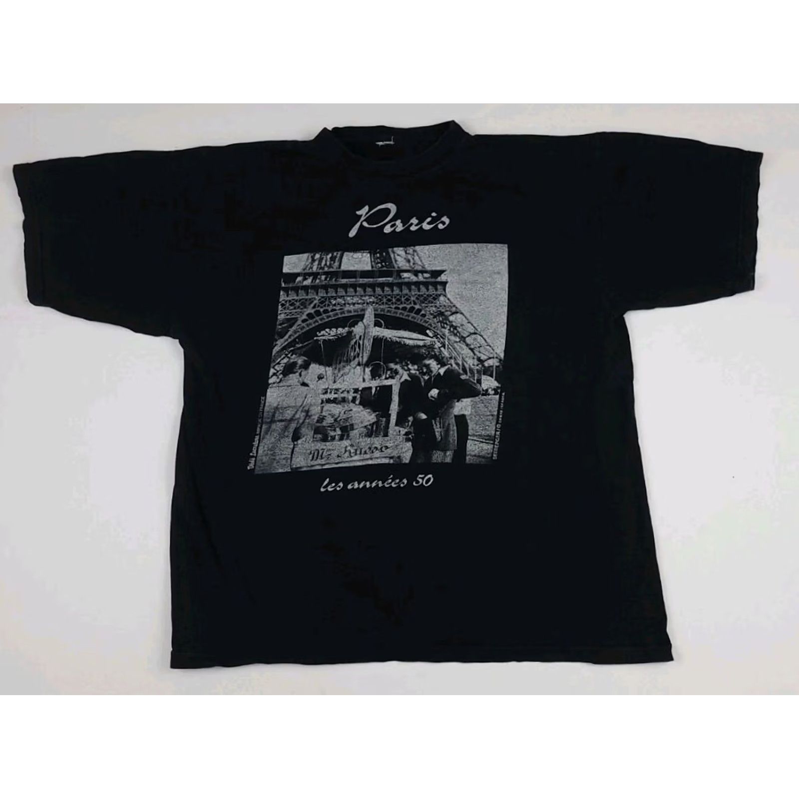 Vintage VINTAGE Paris France Photo Print T Shirt Black 50s 80s 90s Read* T-Shirt Men M Short Sleeve Crew Neck Vintage/Used Size US M / EU 48-50 / 2 - 2 Thumbnail
