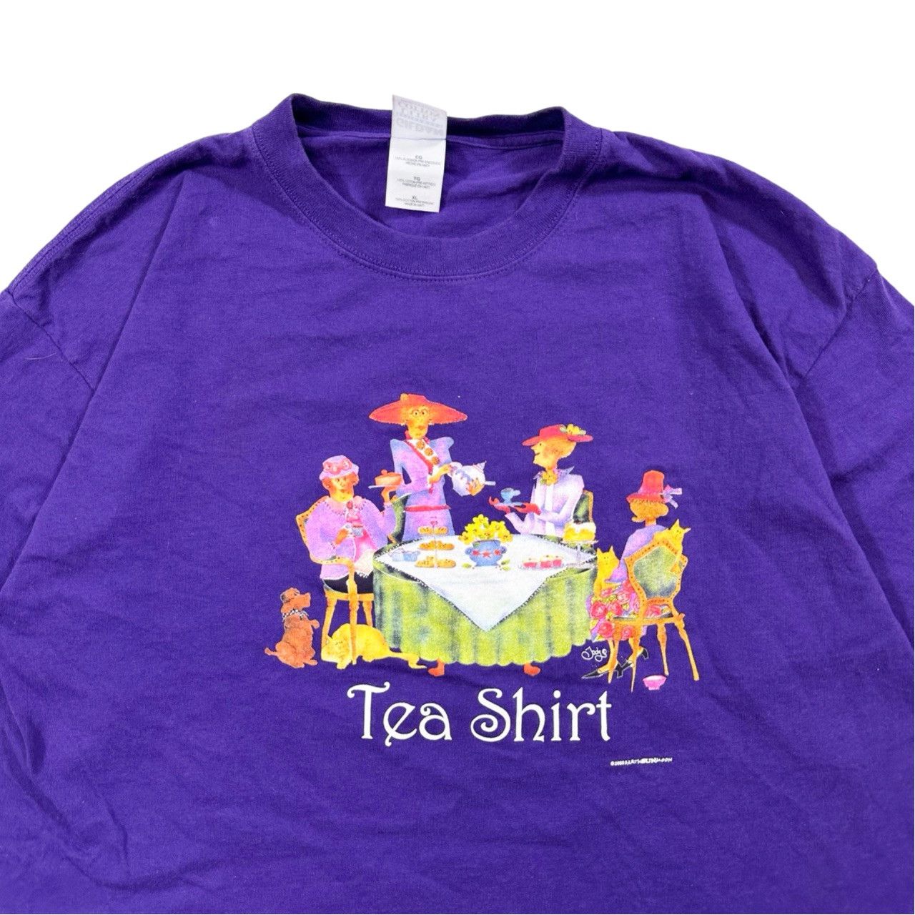 Vintage Vintage 00s Tea Shirt Graphic T Shirt Size US XL / EU 56 / 4 - 2 Thumbnail