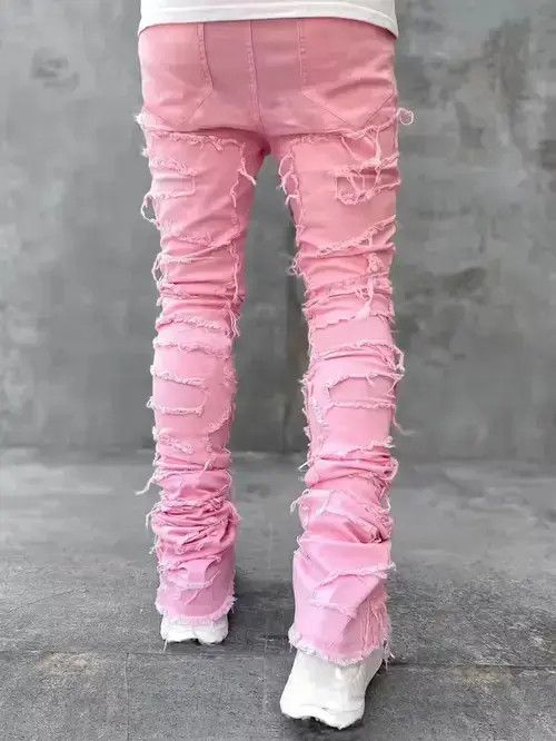 Jean Pink Color Heavyweight Streetwise Stretch Patch Denim Pant Size US 30 / EU 46 - 2 Thumbnail
