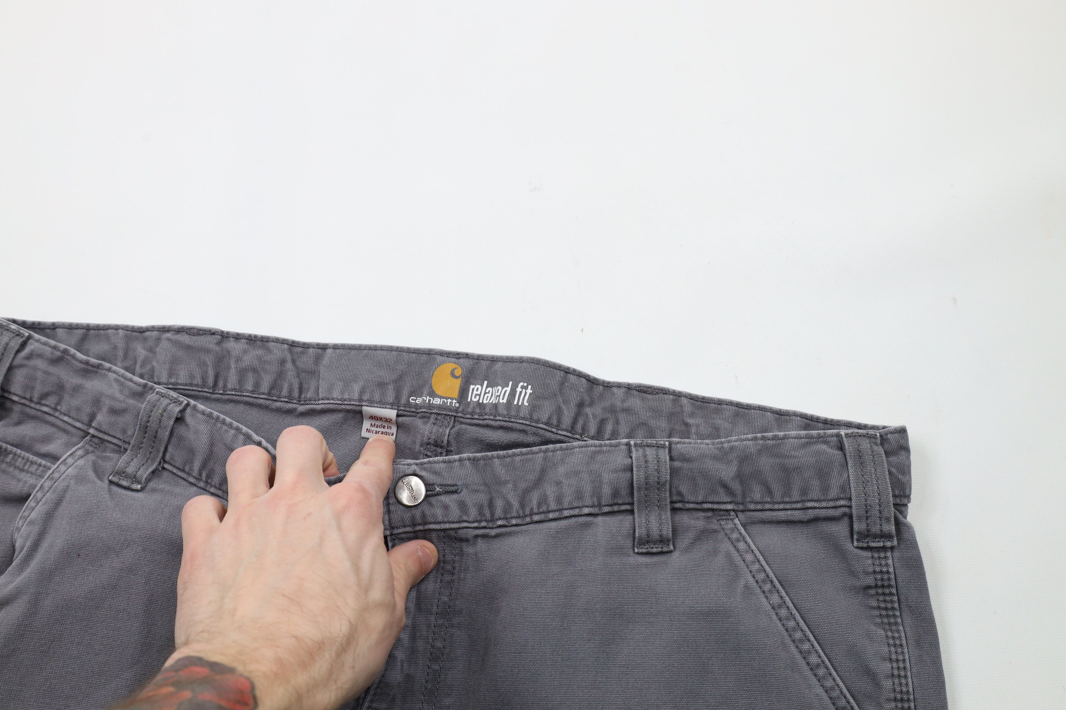 Carhartt × Vintage Vintage Carhartt Relaxed Fit Wide Leg Dungaree Pants Gray Size US 40 / EU 56 - 10 Thumbnail