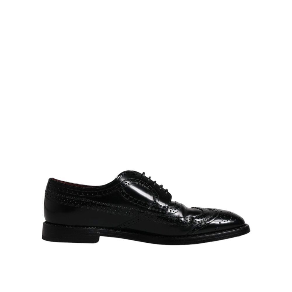 Dolce & Gabbana Dolce & Gabbana Black Leather Derby Wingtip Formal Shoes Size US 10 / EU 43 - 1 Thumbnail