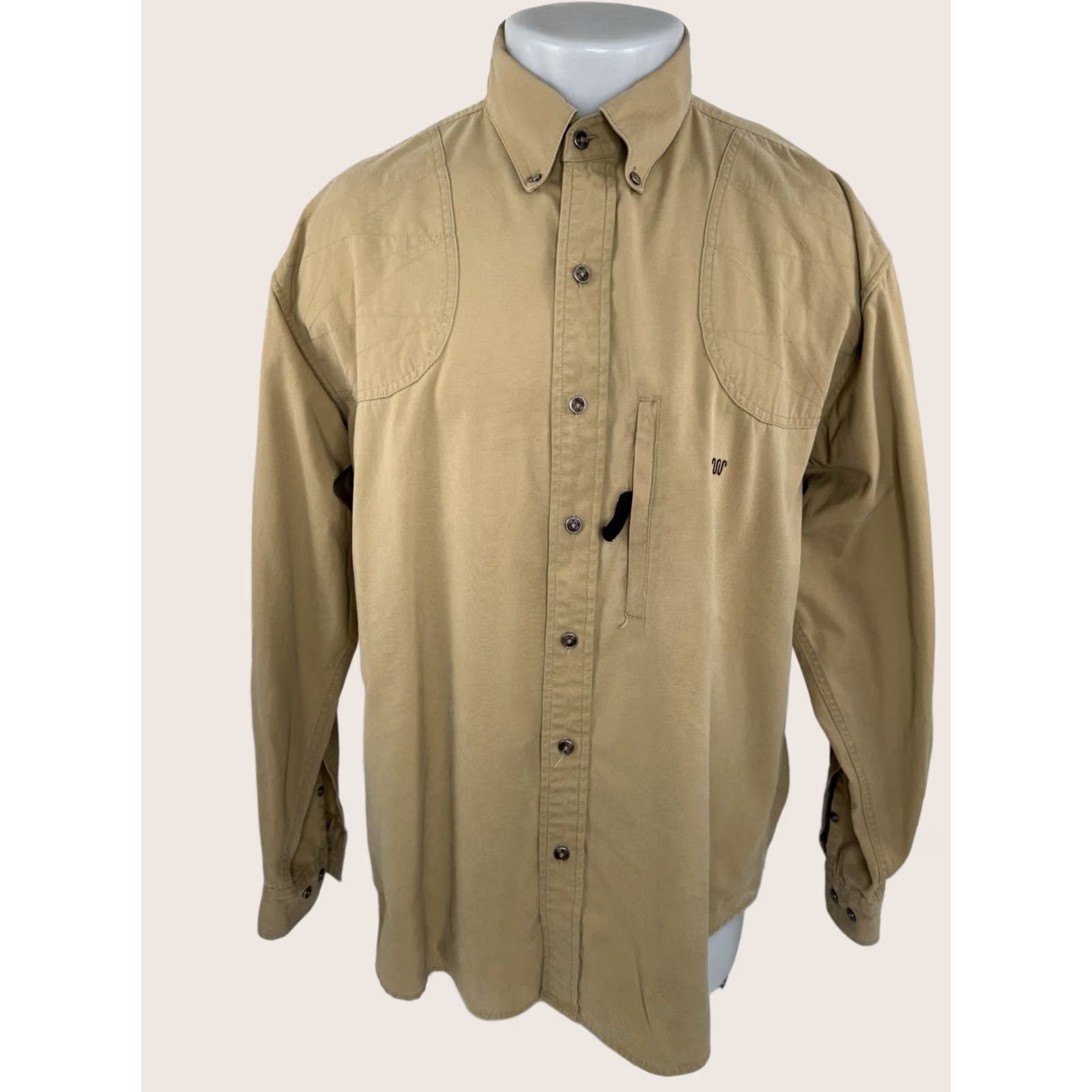 Vintage KING RANCH Mens XL Padded Hunting Shirt Button-Up Long Sleeve Light Brown Tan Shirt XL Mens Leather Hunting Shirt Size US XL / EU 56 / 4 - 1 Thumbnail