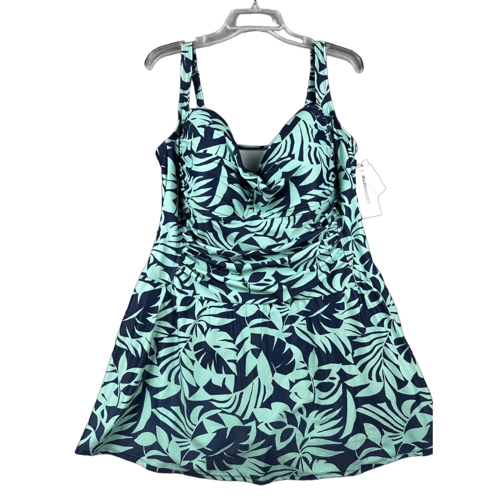 Liz Claiborne Liz Claiborne Swimdress Womens 22W Green Havana Leaf One Piece Plus Size 3XL / US 20-22 - 1 Thumbnail