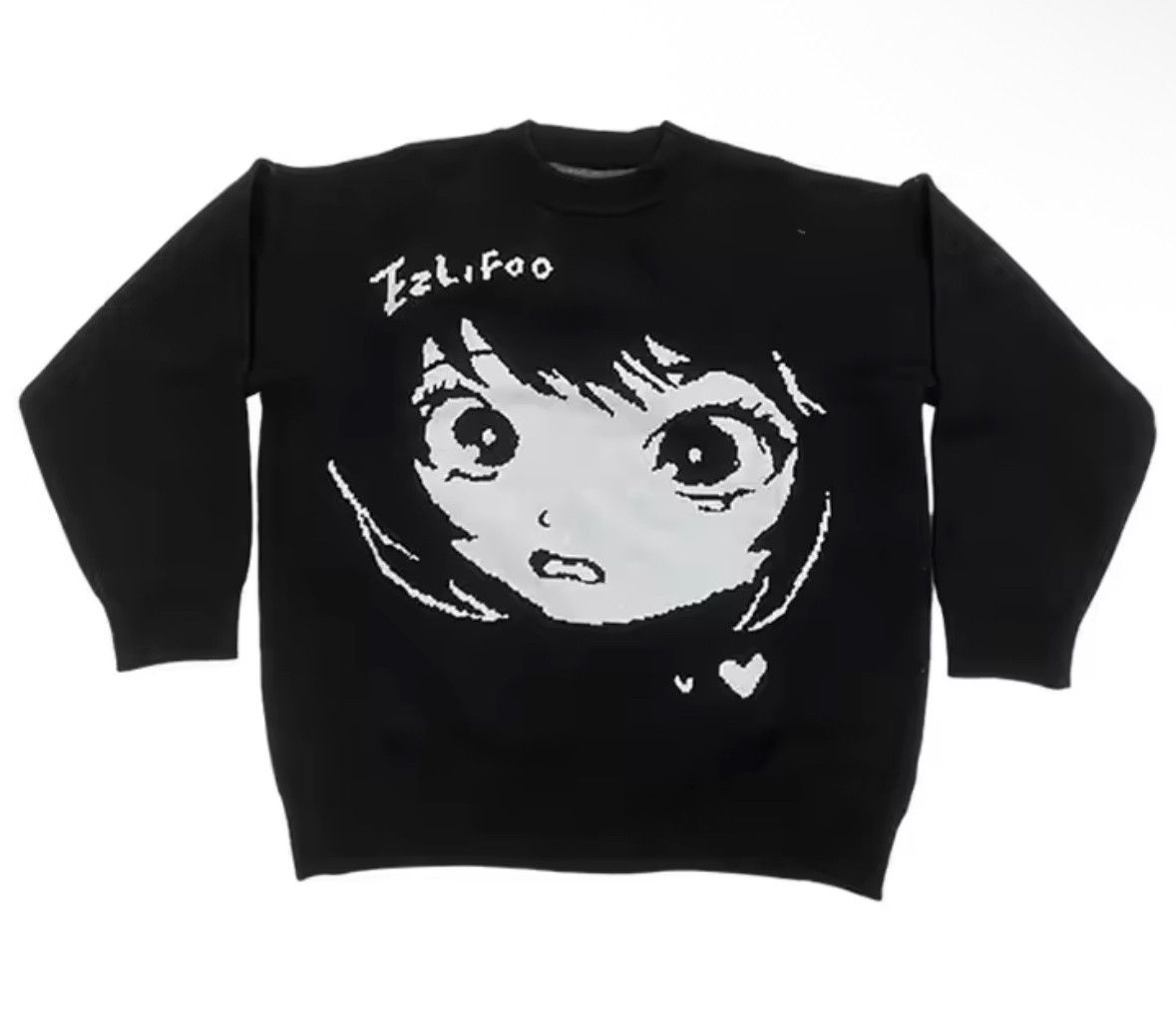 Other Retro Y2K Anime Girl Jacquard Pullover Knit Sweater Size US L / EU 52-54 / 3 - 4 Thumbnail