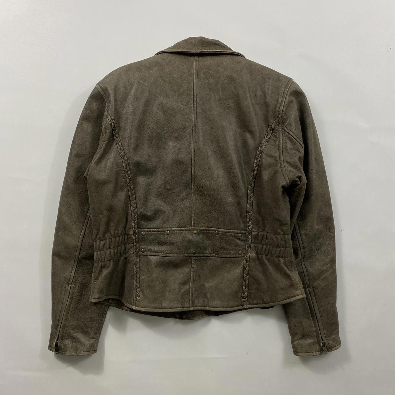Vintage Women’s Y2K Unik Brown Leather Biker Jacket Size L / US 10 / IT 46 - 2 Thumbnail