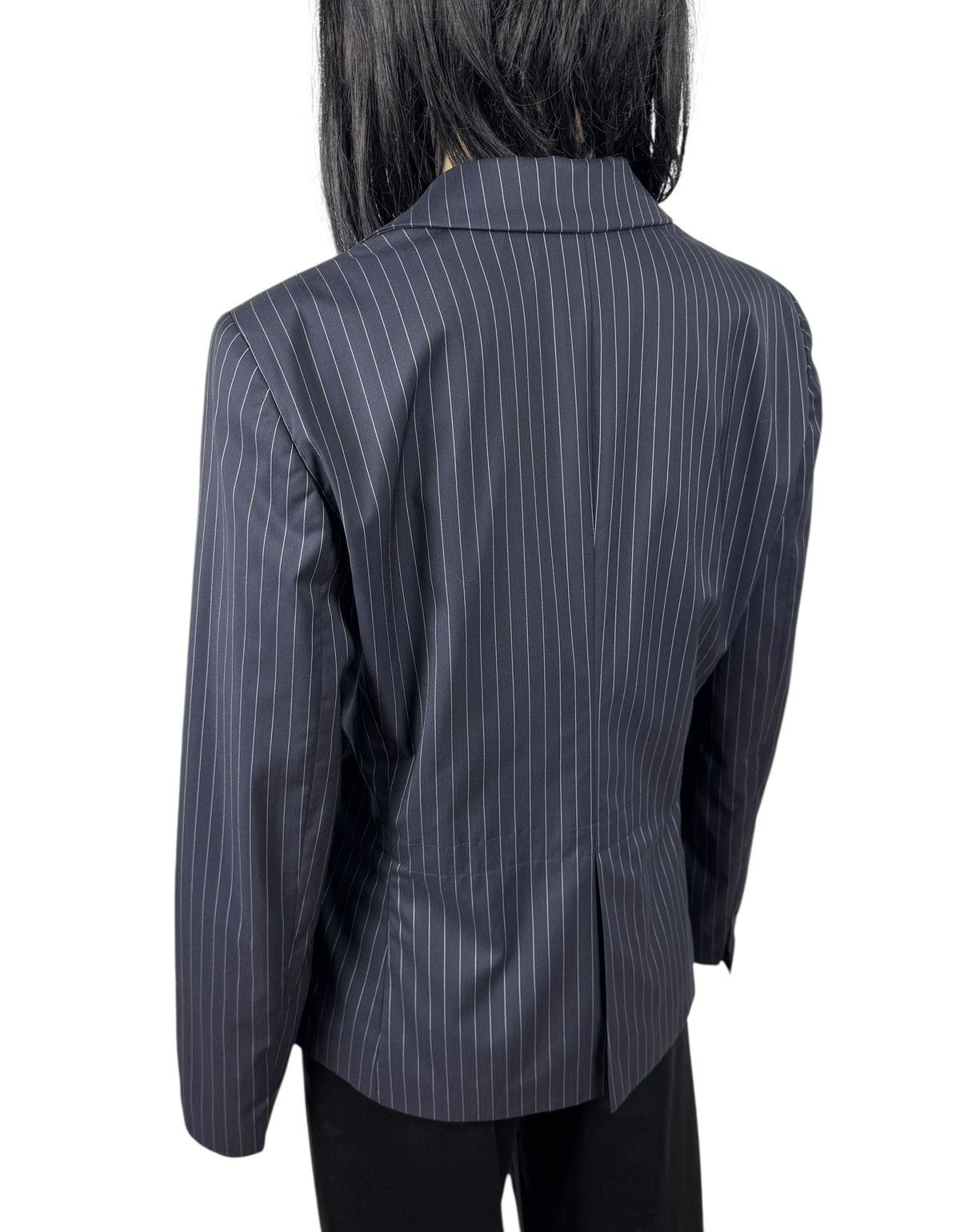 Armani Collezioni Armani Collezioni Wool-Nylon Blue Striped Jacket Collared 44 Size M / US 6-8 / IT 42-44 - 6 Thumbnail
