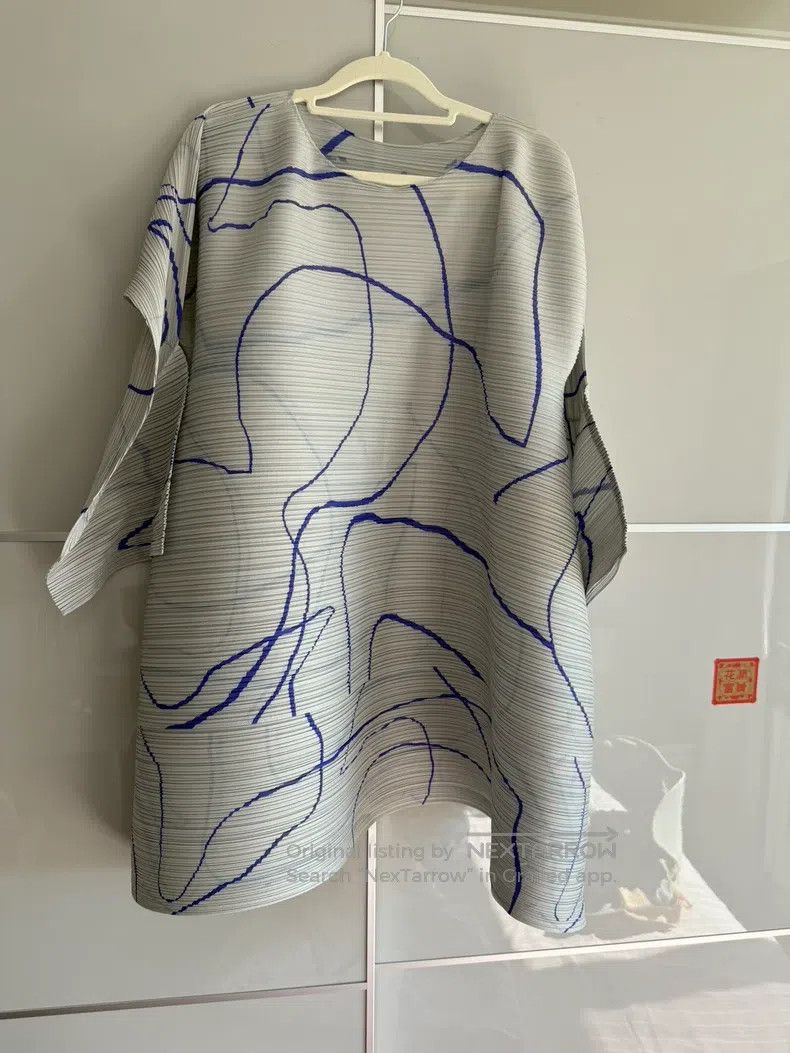 Issey Miyake Issey Miyake Gray Striped Top Size L / US 10 / IT 46 - 2 Thumbnail