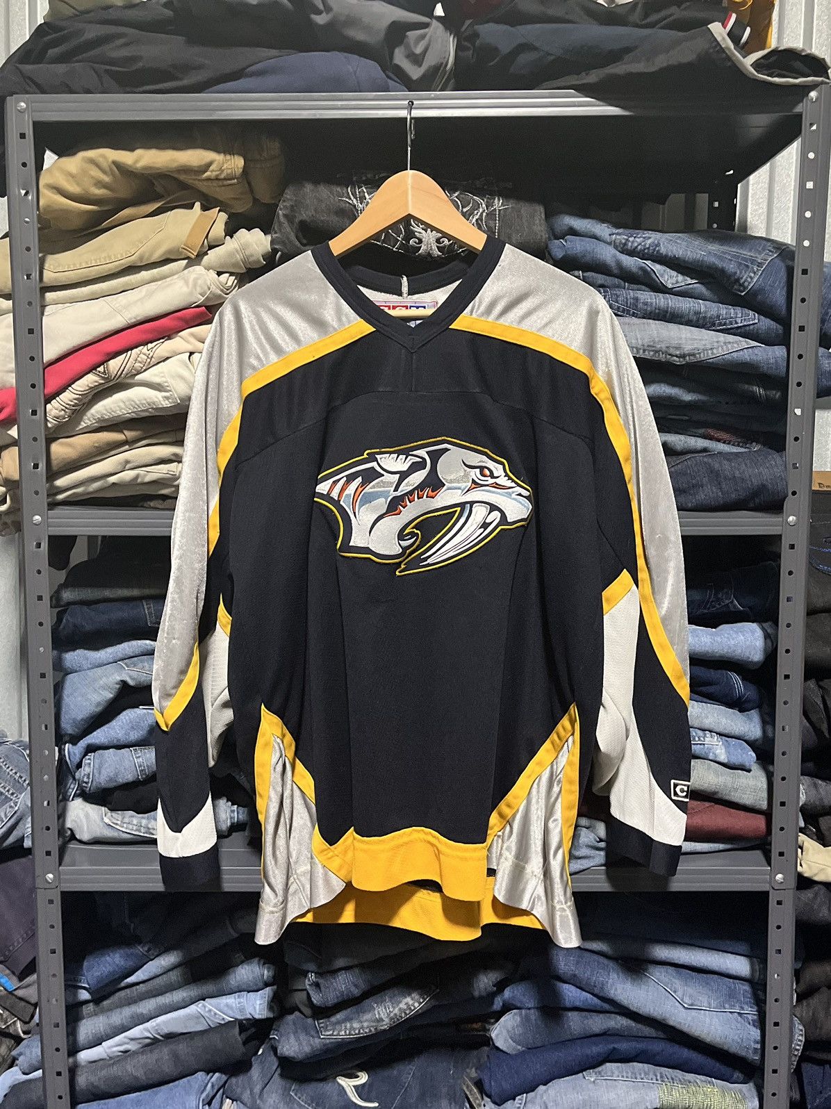 image of Crazy Vintage Nashville Predators Nhl Ccm Hockey Jersey in Black, Men's (Size XL)