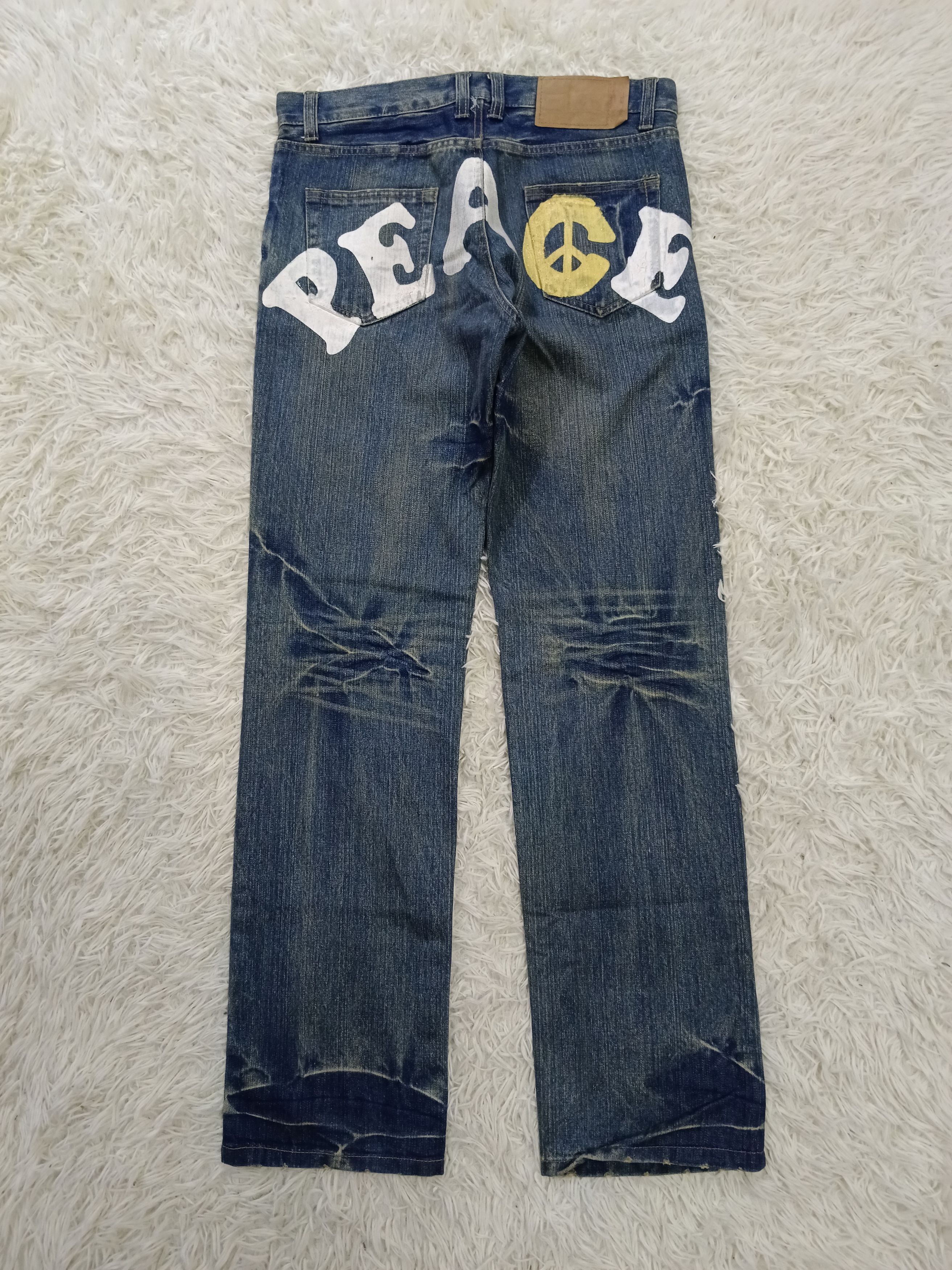 Japanese Brand DISTRESSED SPELLOUT ANARCHY PEACE LOMA PANTS Size US 33 - 1 Thumbnail