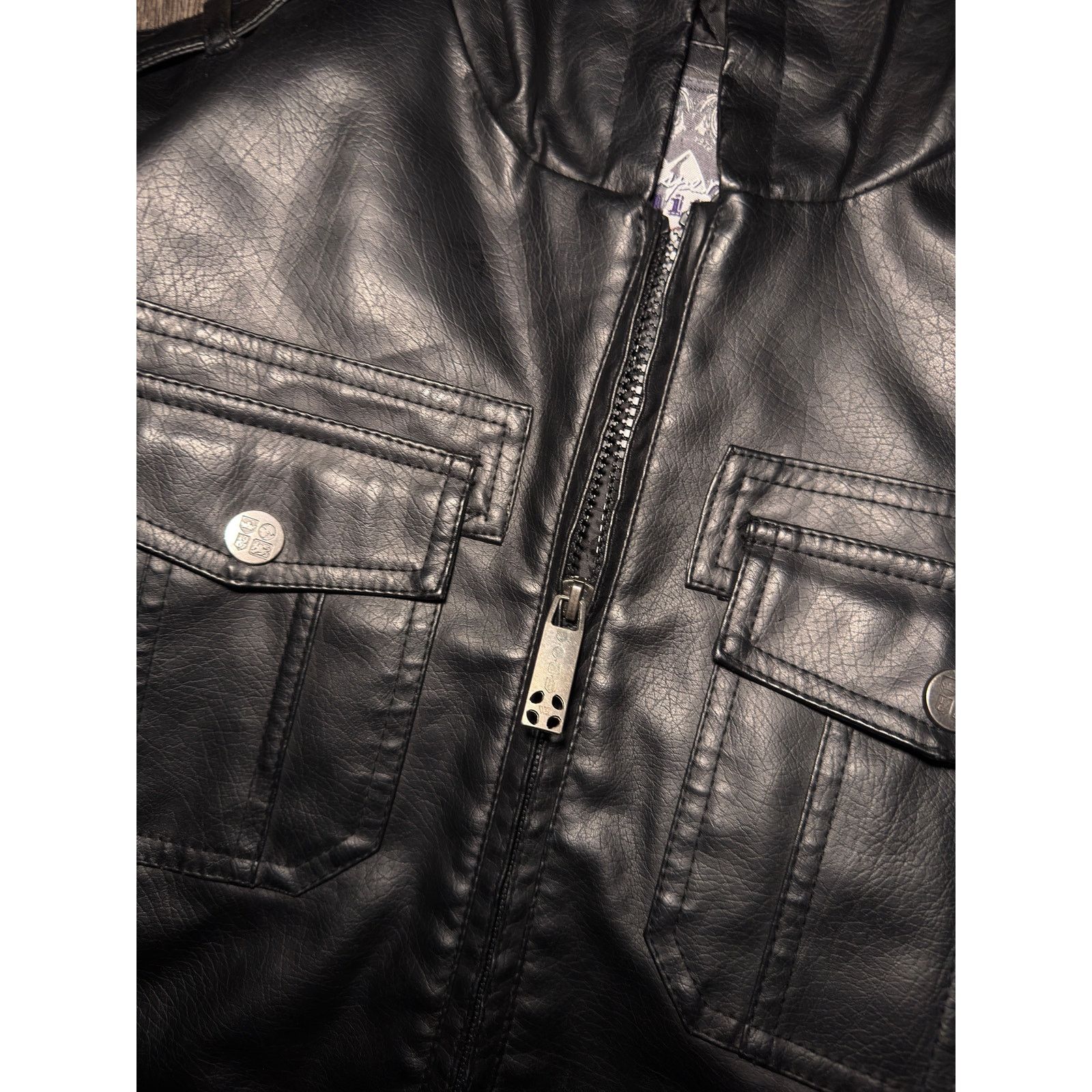 Other Pierced Hooded Leather Jacket Size US L / EU 52-54 / 3 - 7 Thumbnail