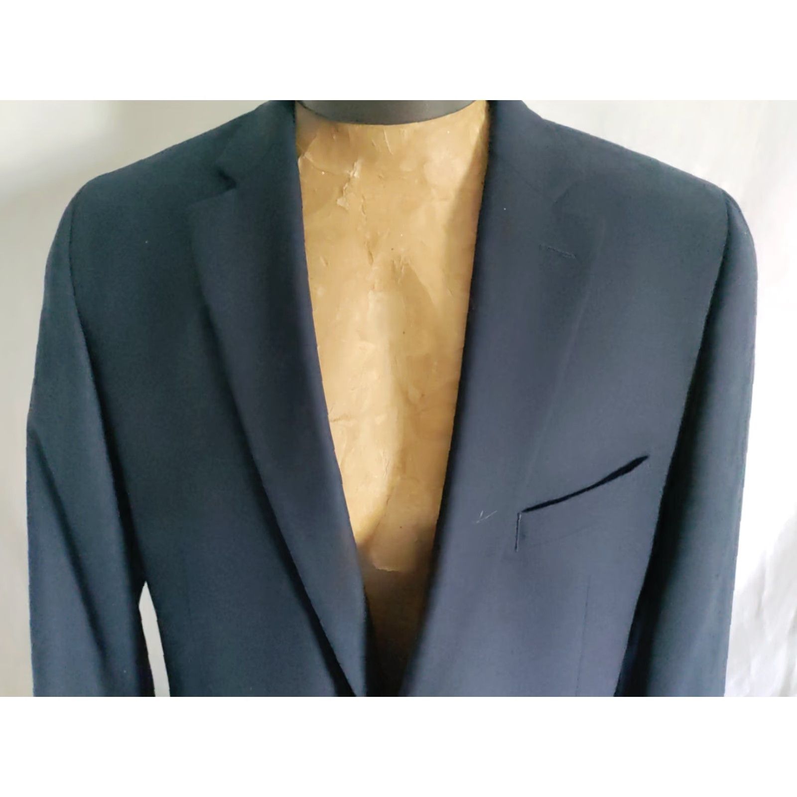 VINTAGE Stafford Navy Blue Worsted Wool Two Button Blazer Sport Coat Jacket 44R NWOT Mens Blazer Wool Navy Blue 44R Vintage Stafford Jacket (NWOT)