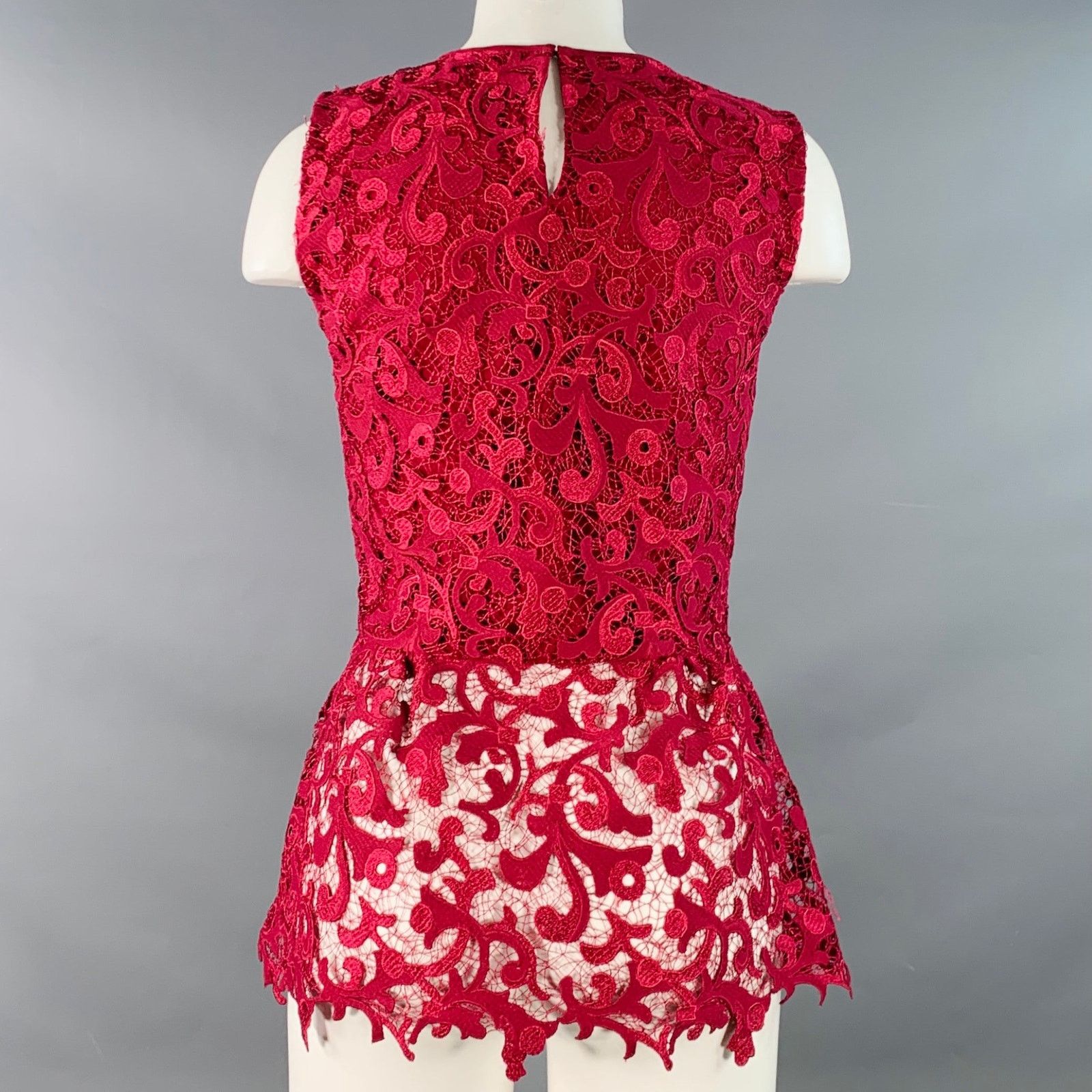 Oscar De La Renta Size 2 Burgundy Polyester Peplum Sleeveless Dress Top Size XS / US 0-2 / IT 36-38 - 4 Thumbnail