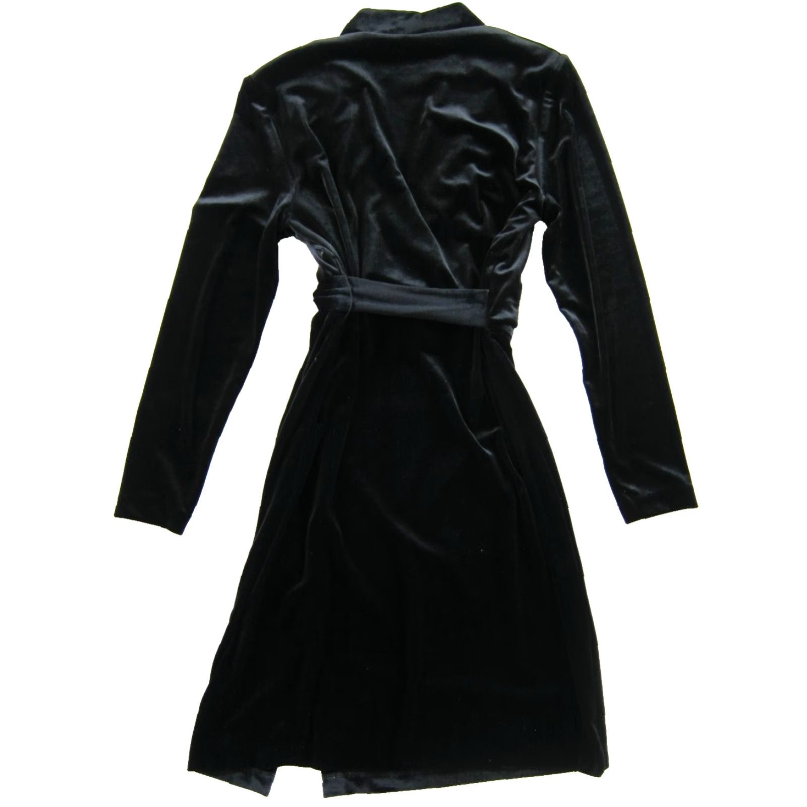 Velvet VTG KS Petite Collection Black Velvet Stretch Long Sleeve Wrap Dress 6P Size M / US 6-8 / IT 42-44 - 2 Thumbnail