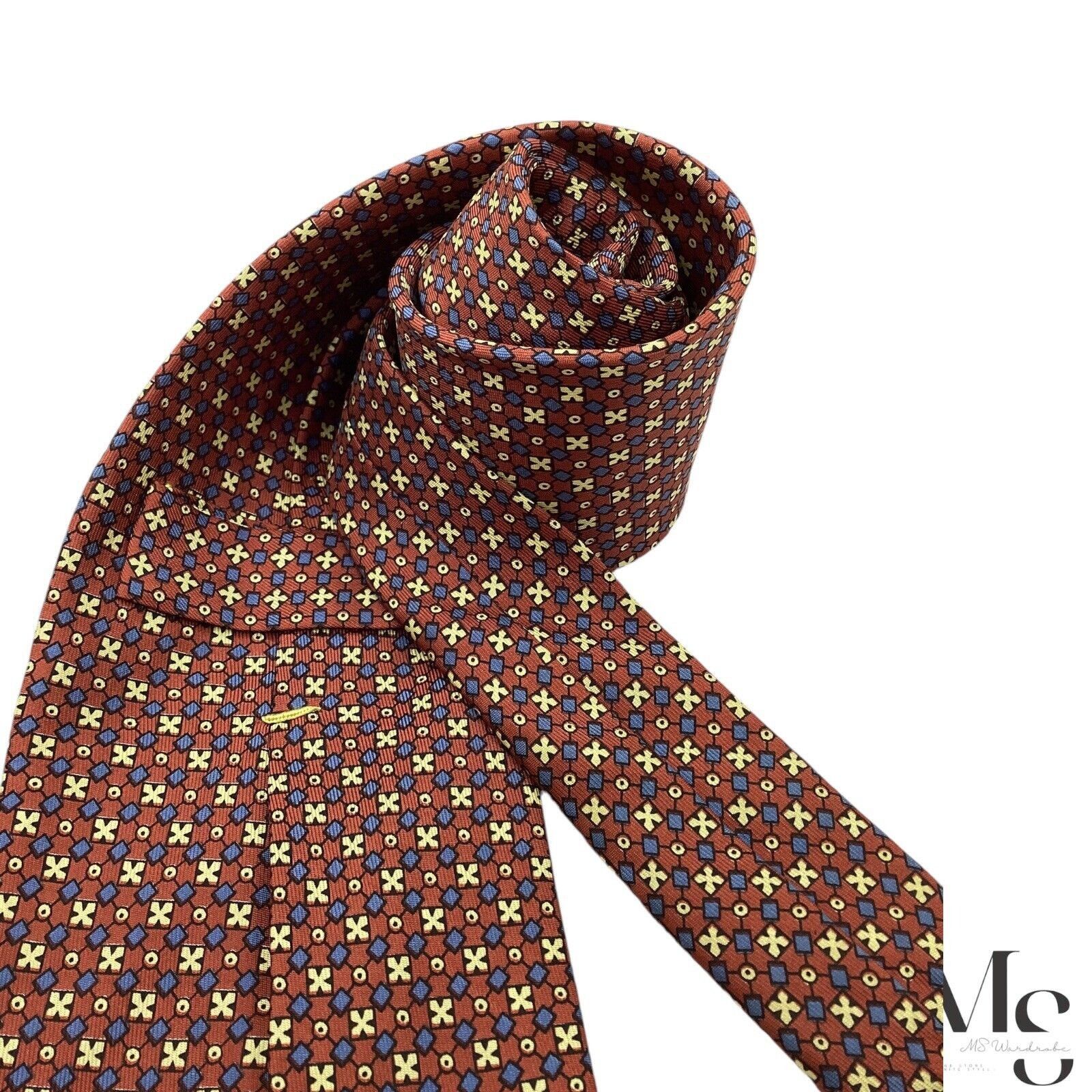 Other MACMILLAN 7 Folds XL Burgundy Geometric Silk Tie W: 4" EX CO Size ONE SIZE - 5 Thumbnail