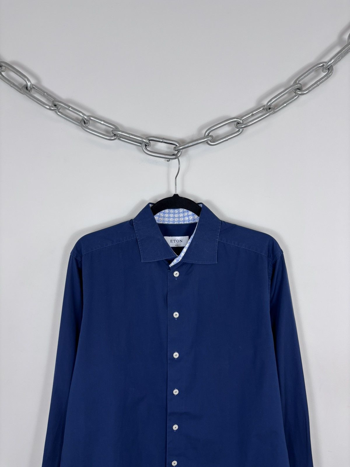Eton Eton Men’s Slim Fit Blue Button Up Long Sleeve Dress Shirt Size US L / EU 52-54 / 3 - 2 Thumbnail