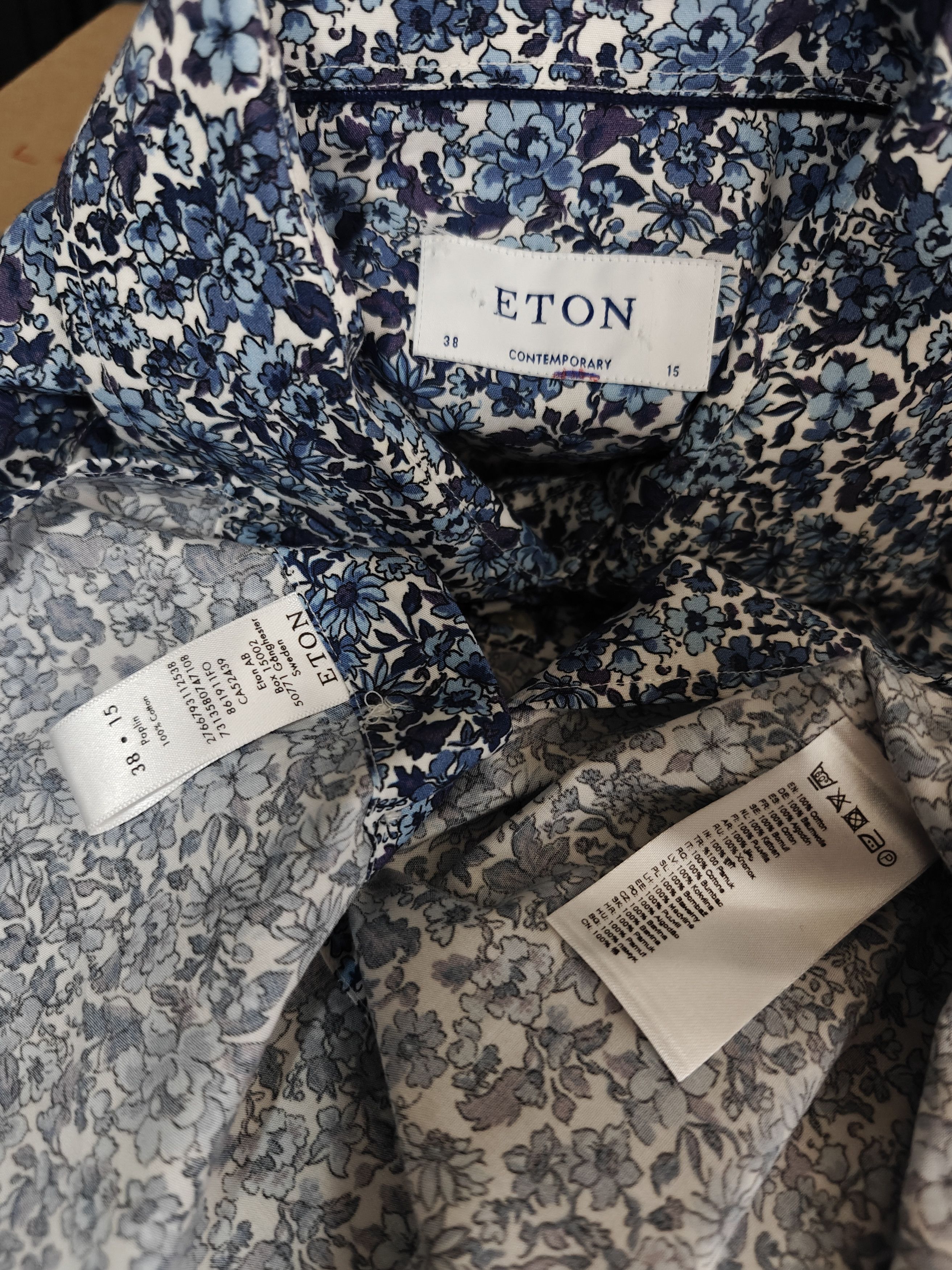 Eton ETON Poplin Floral Shirt Contemporary size 38/15 Size US M / EU 48-50 / 2 - 9 Thumbnail
