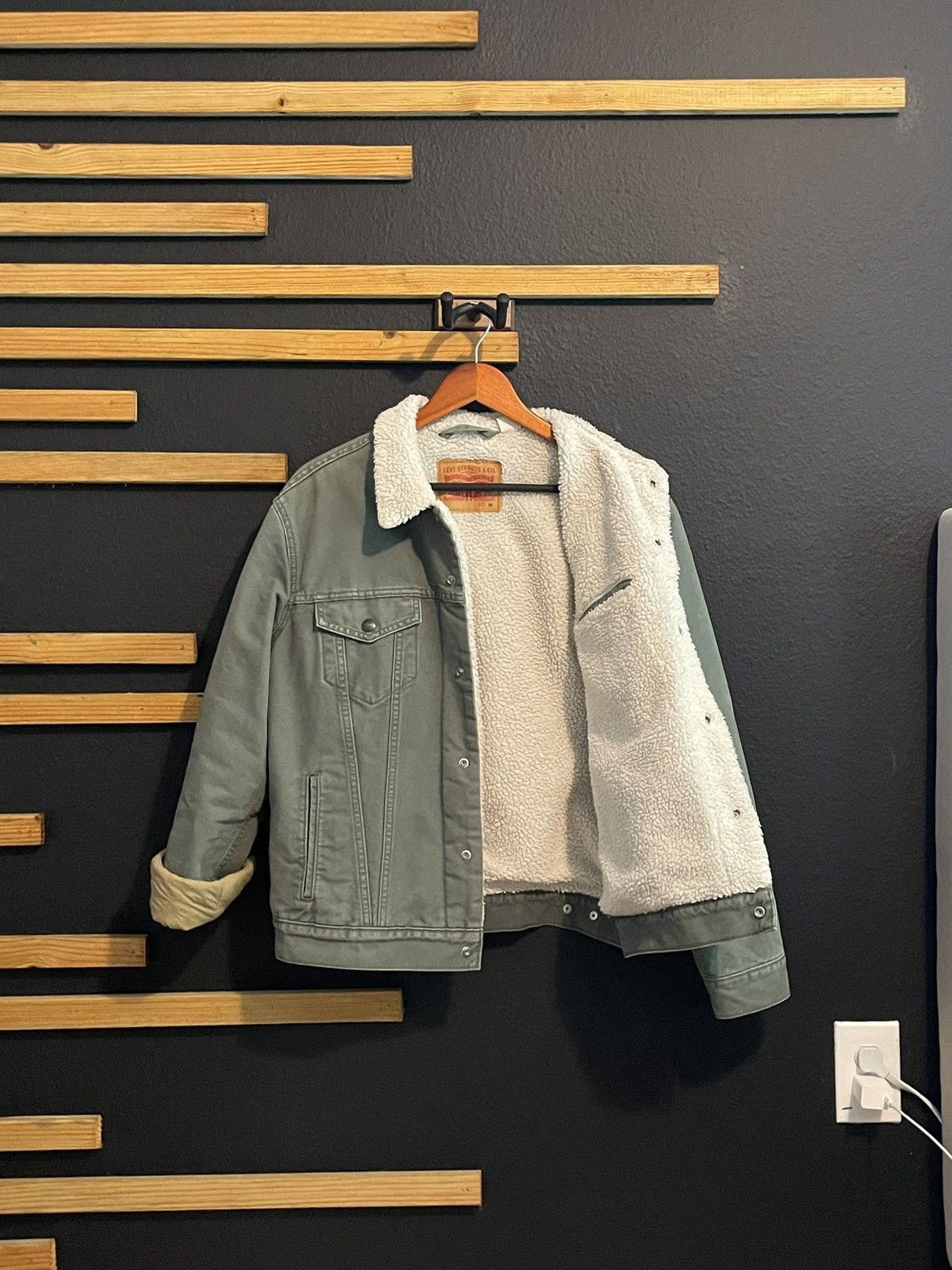 Levi's Made & Crafted Canvas Sherpa Trucker Jacket Size US M / EU 48-50 / 2 - 2 Thumbnail