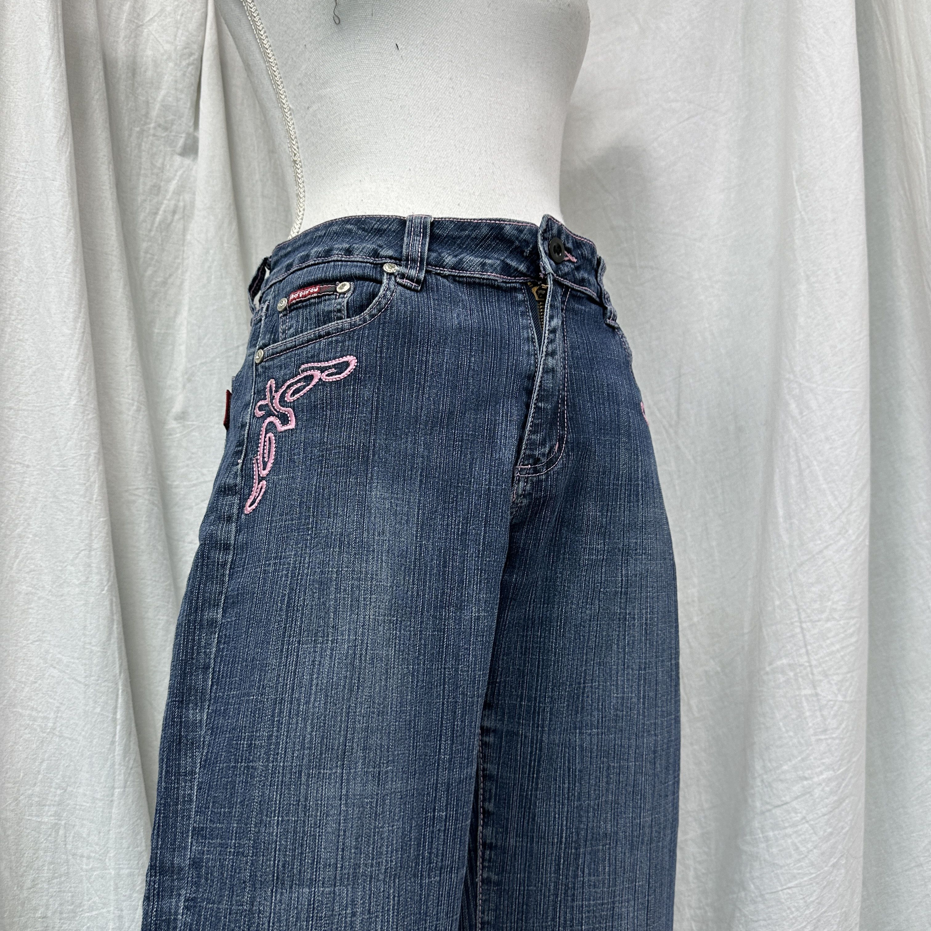 Vintage Vintage Denim Streetwear Flared Wide Leg Jeans Y2K Size 31" - 7 Thumbnail