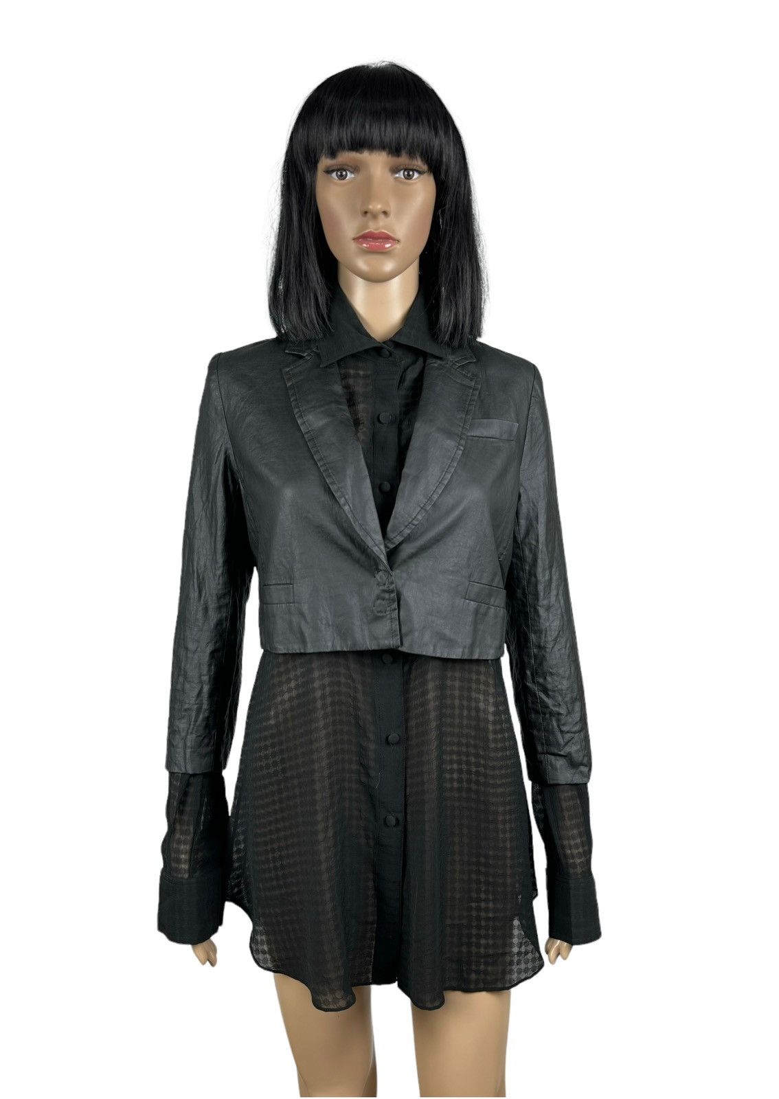 Alexander Wang Alexander Wang 2in1 Waxed Jacket with silk Shirt size 4 Size L / US 10 / IT 46 - 14 Thumbnail