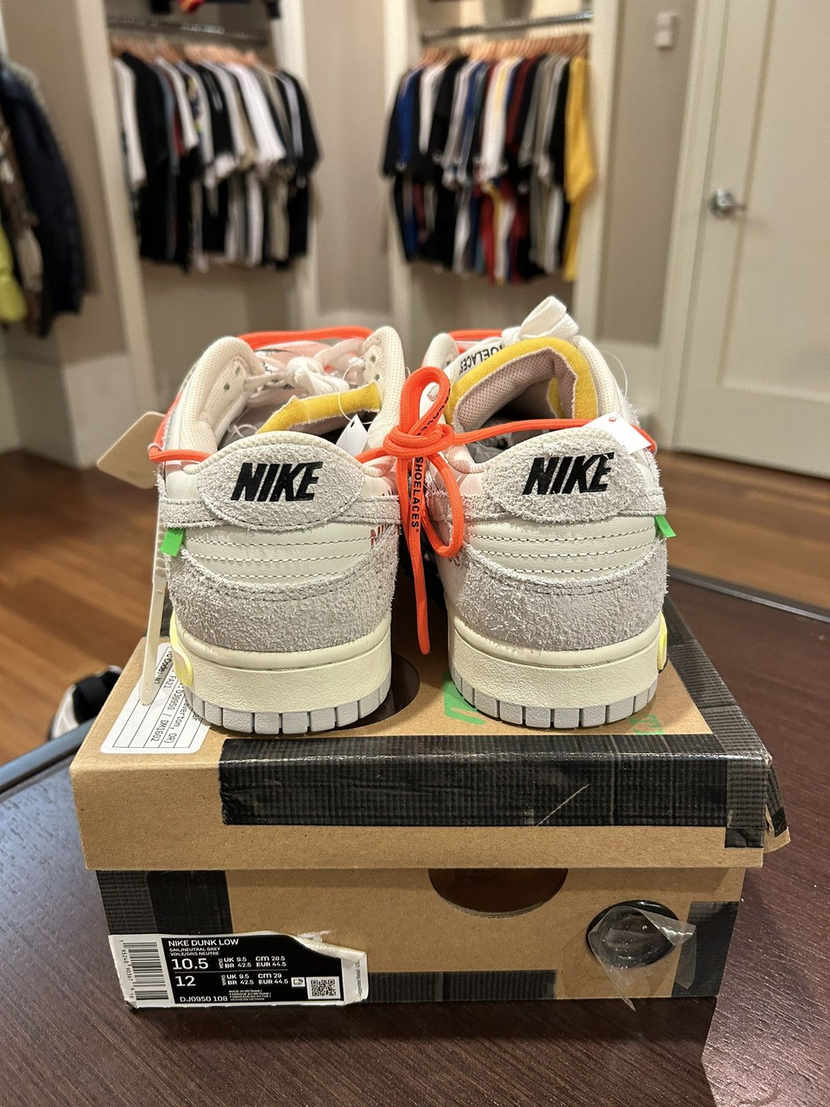Nike × Off-White Nike Dunk Low Off-White Lot 11 Size US 10.5 / EU 43-44 - 6 Thumbnail