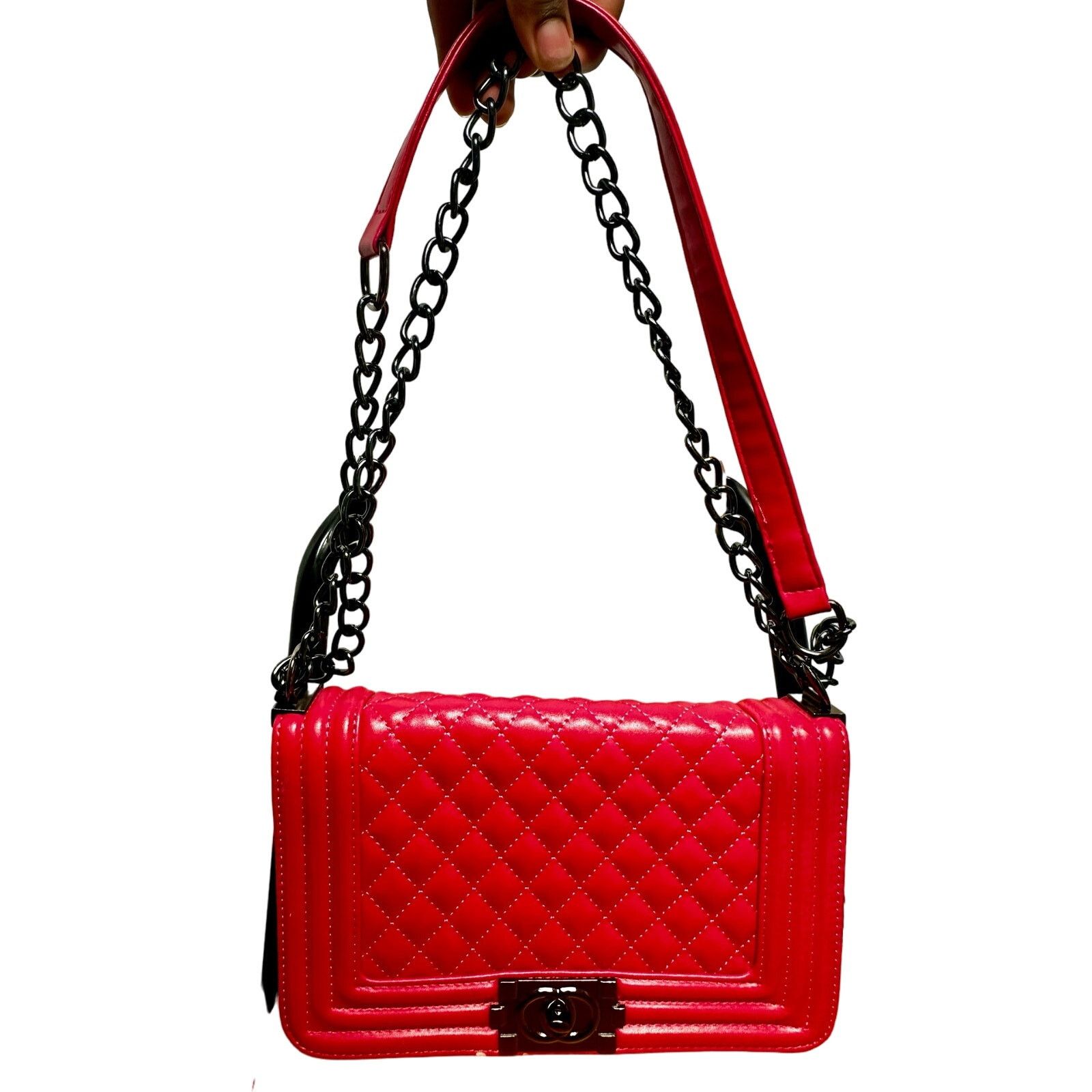 Other Bright red fuchsia leather quilted crossbody bag Size ONE SIZE - 1 Thumbnail