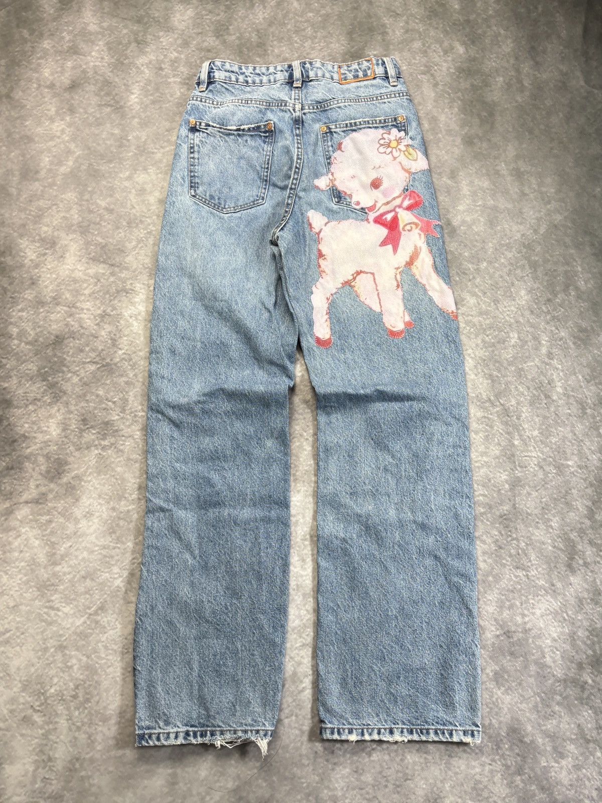 Jean × Vintage Custom Patchwork Denim Jeans Vintage Lamb Cute Y2K Patch 30 Size 26" / US 2 / IT 38 - 18 Thumbnail