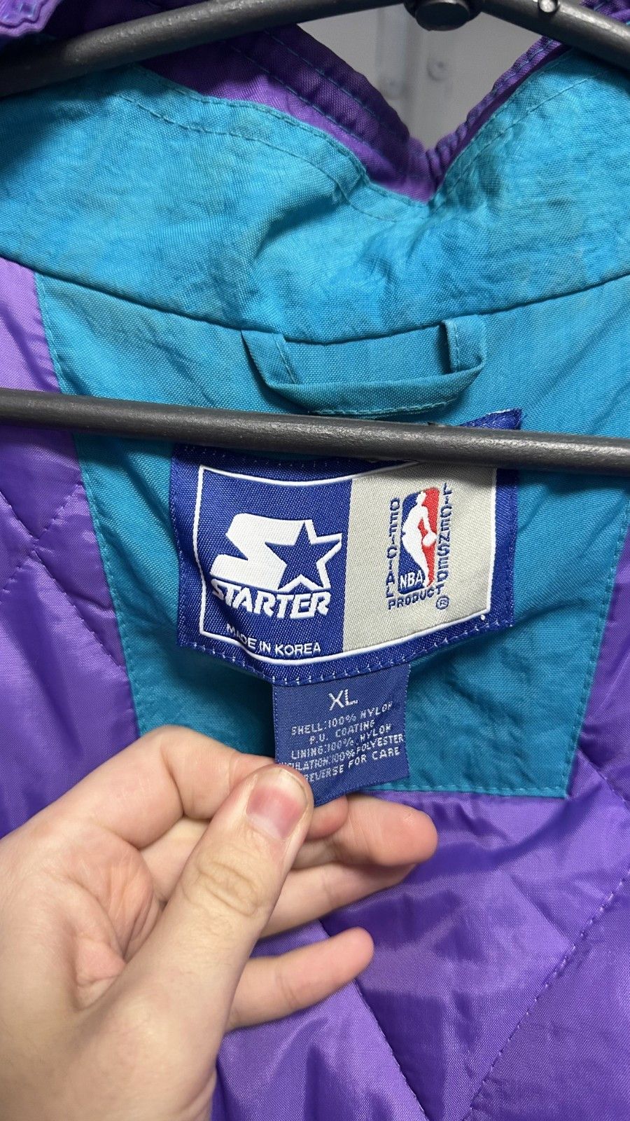 Starter Vintage Charlotte Hornets Starter Full Zip Two Tone Jacket Size US XL / EU 56 / 4 - 14 Thumbnail