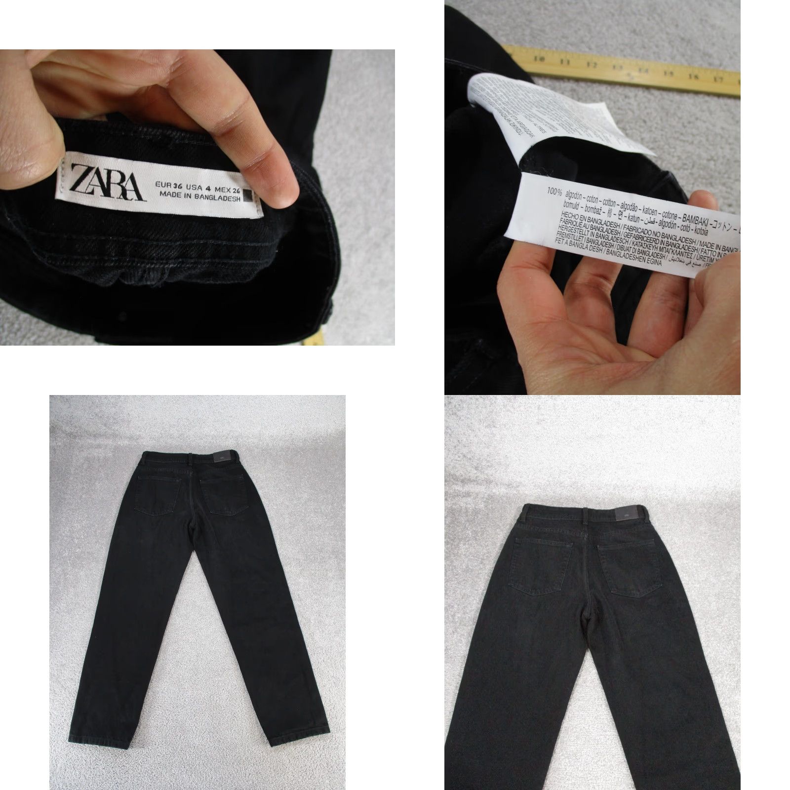 Zara Zara Jeans Womens 4 Black Denim High Rise Tapered Shirt? Size 27" / US 4 / IT 40 - 8 Thumbnail