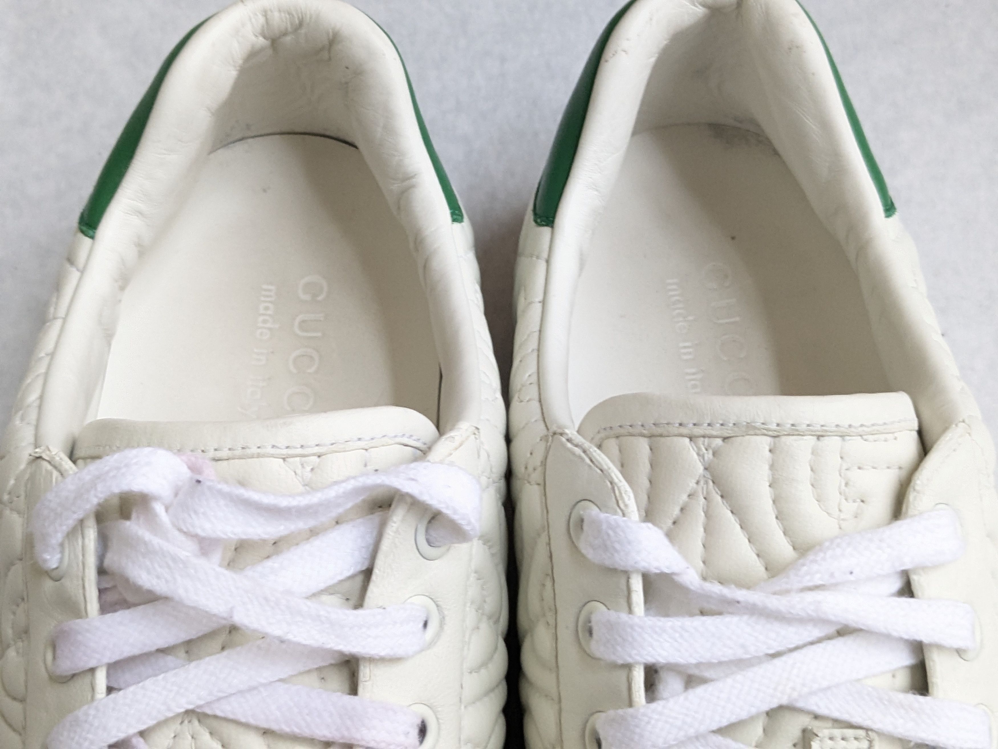 Gucci Gucci Ace Sneakers Rhombus White Green 9.5 Leather Size US 9.5 / EU 42-43 - 2 Thumbnail
