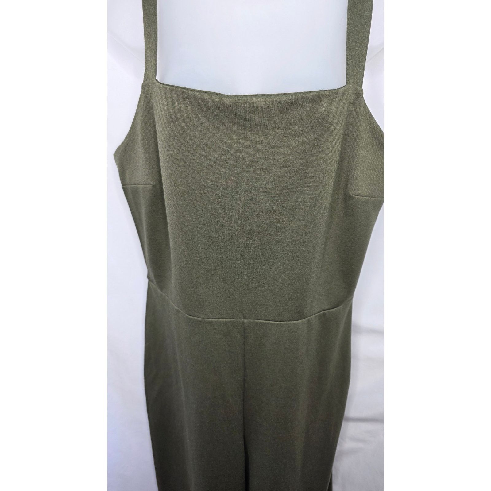 Gap GAP Olive Green Sleeveless Wide Leg Jumpsuit Square Neck Size L / US 10 / IT 46 - 8 Thumbnail