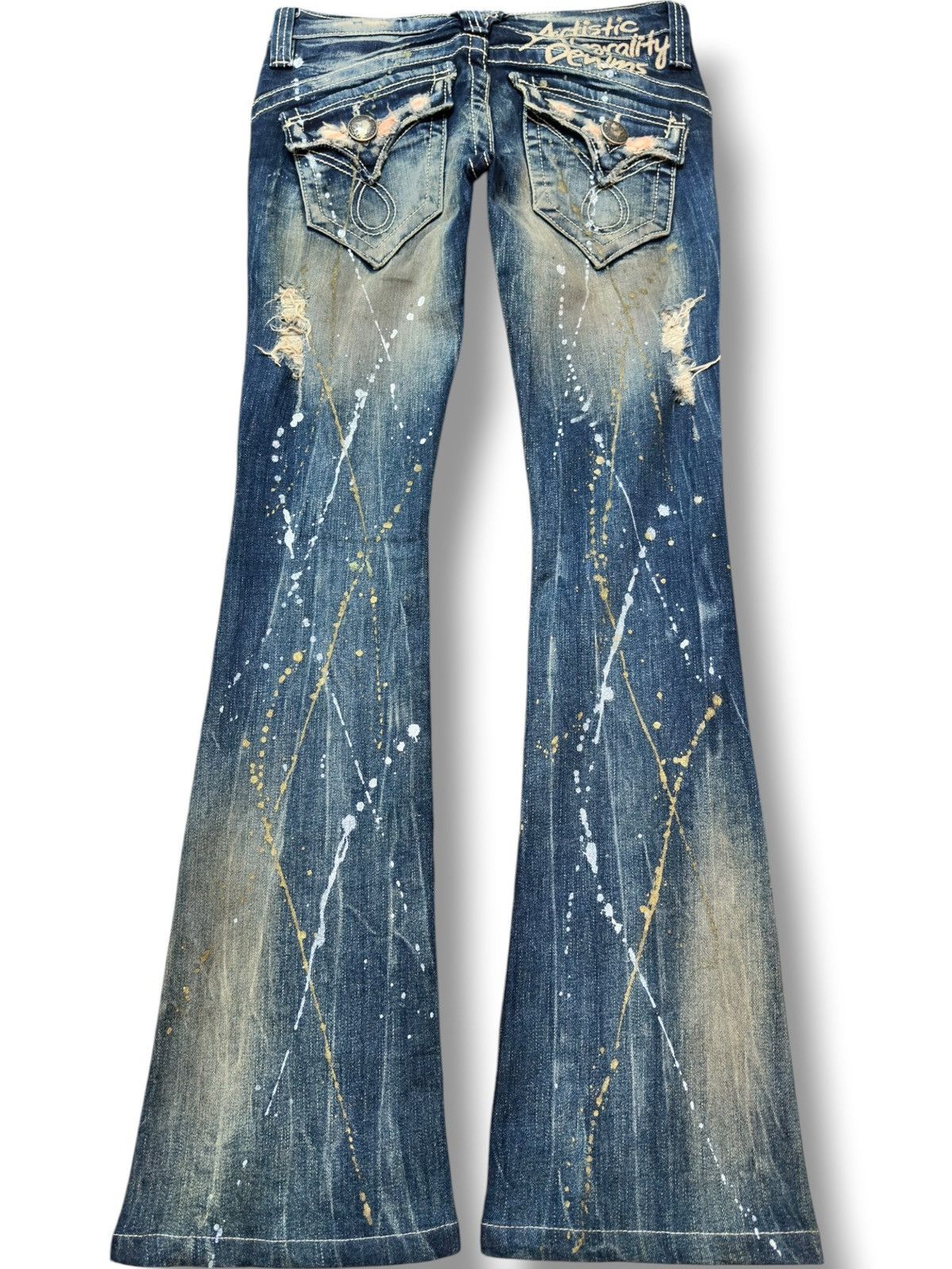 Hysteric Glamour Vintage Maraxia Flare Paint Splatter Mudwash Ripped Denim Size US 28 / EU 44 - 4 Thumbnail