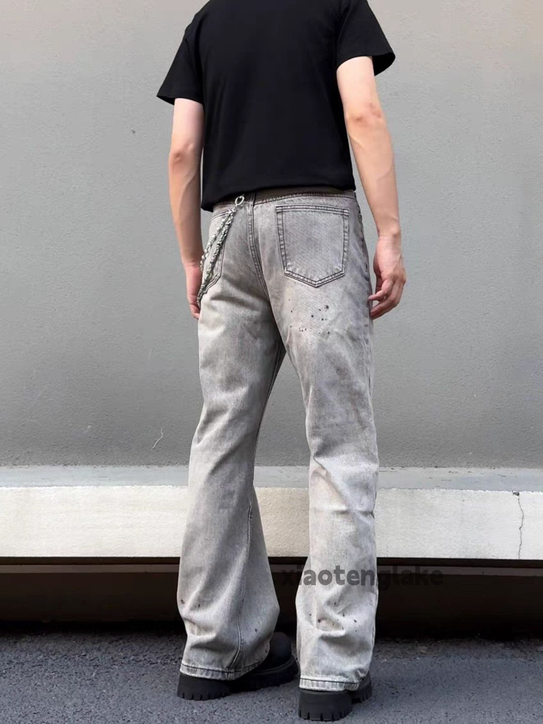 Jean × Vintage washed faded loose baggy skate hiphop stain paint jeans Size US 32 / EU 48 - 3 Thumbnail