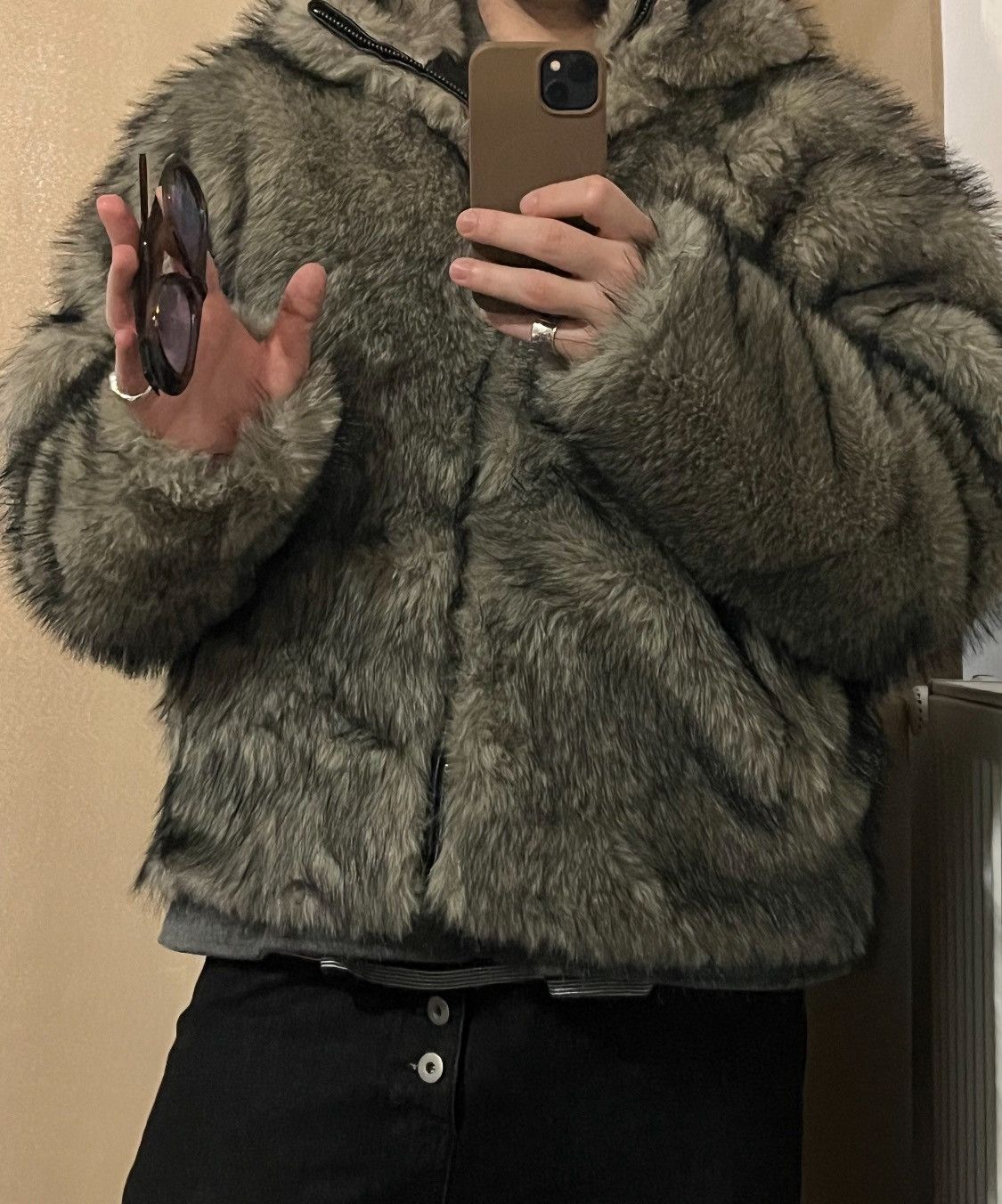 Bershka Faux fur jacket bershka greyish color l-xl men unisex Size US L / EU 52-54 / 3 - 2 Thumbnail