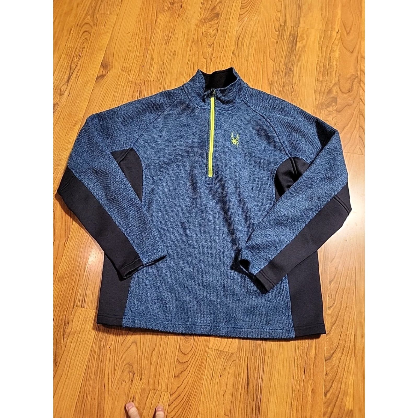 Spyder VINTAGE Spyder 1/4 Zip Pullover Sweater Blue Logo USA Men's L Pullover 44" X28" Embroidered Spider Size US L / EU 52-54 / 3 - 4 Thumbnail