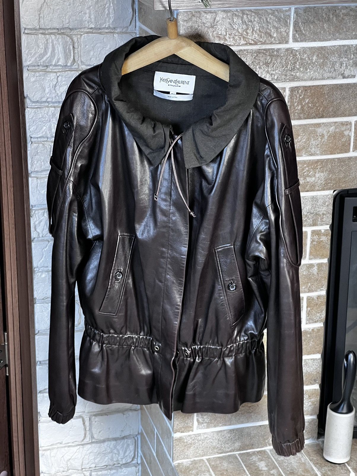 Rive Gauche Saint Laurent Leder Jacke Rive Gauche Saint Laurent