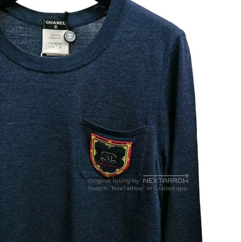 Chanel Chanel Navy Wool Long Sleeve Dress . Size S / US 4 / IT 40 - 4 Thumbnail