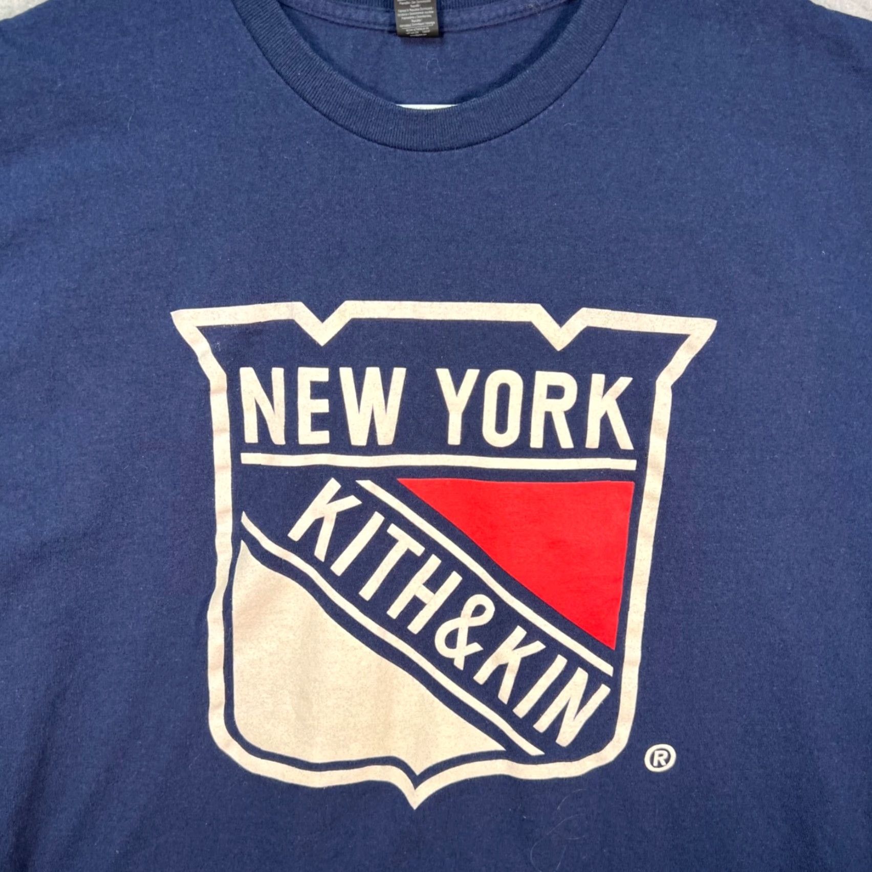 Gildan VINTAGE New York Kith & Kin Rangers Blue Graphic T-Shirt Mens XL 100% Cotton Size US XL / EU 56 / 4 - 4 Thumbnail