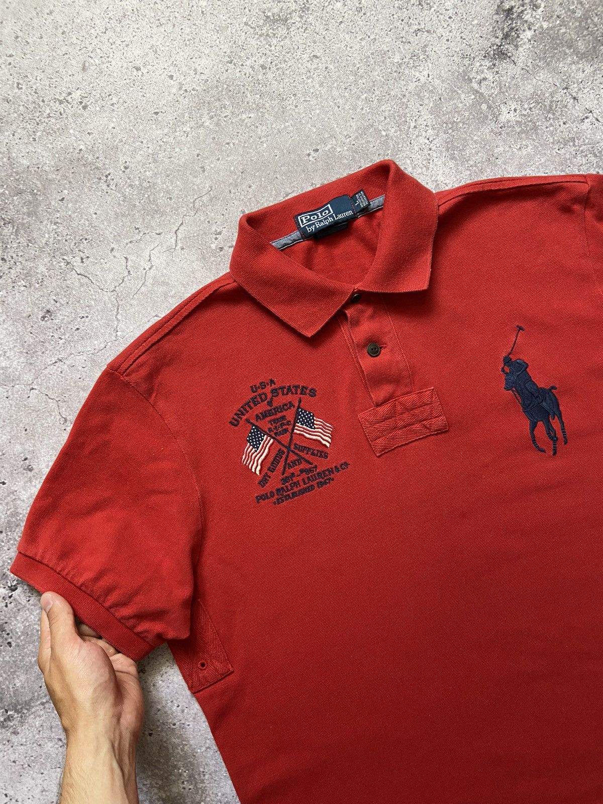 Polo Ralph Lauren USA Polo Ralph Lauren United States Flag Polo Shirt 90s Size US L / EU 52-54 / 3 - 2 Thumbnail