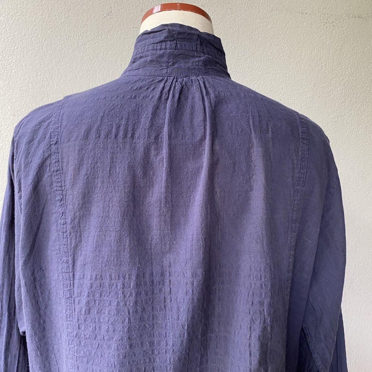 Issey Miyake Plantation Navy Textured Shirt Size XL / US 12-14 / IT 48-50 - 17 Thumbnail
