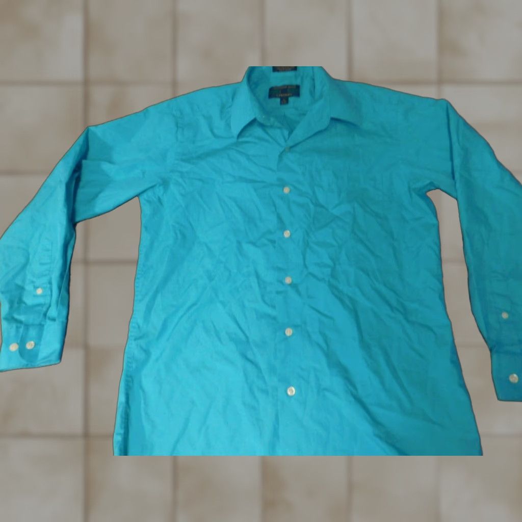 Alexander Julian Alexander Julian Mens Shirt S Blue Button-Down Twill Cotton Slimming Classic Button-Up Collar-Down Pockets Vintage No Size US S / EU 44-46 / 1 - 1 Thumbnail
