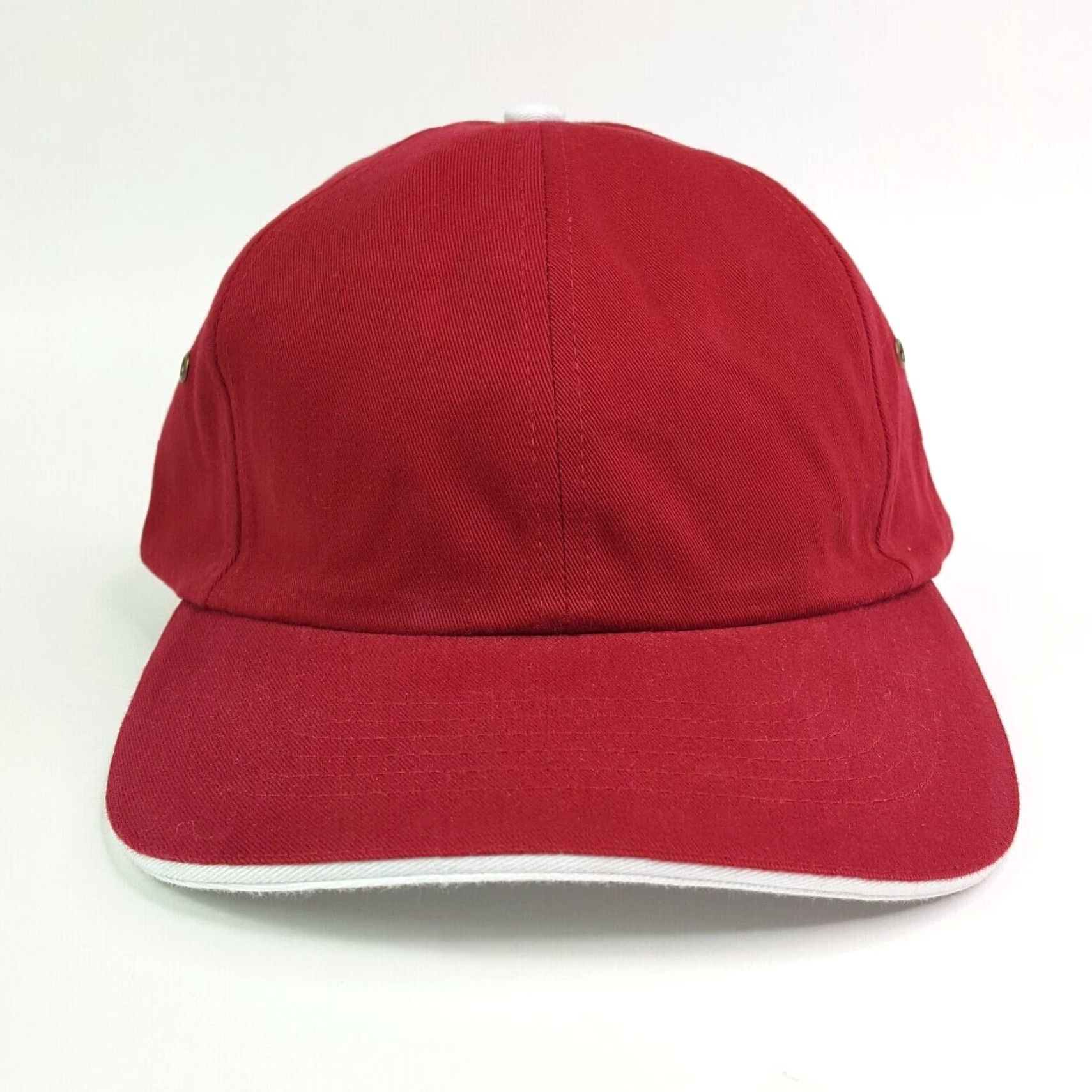 Vintage VINTAGE Red Twill Adjustable Strap Hat Baseball Cap 90s Music Unconstructed Plain Blank Size ONE SIZE - 2 Thumbnail