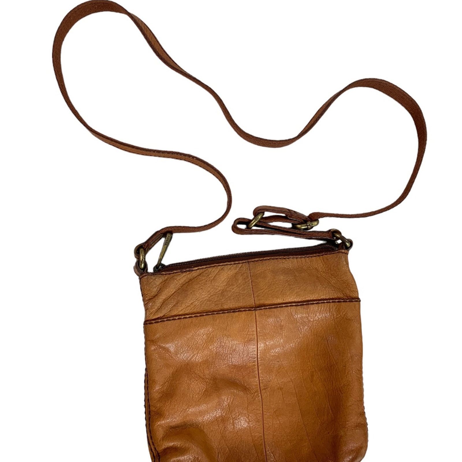 Fossil Fossil Vintage Crossbody Purse Tan Leather Soft Adj Strap Size ONE SIZE - 3 Thumbnail