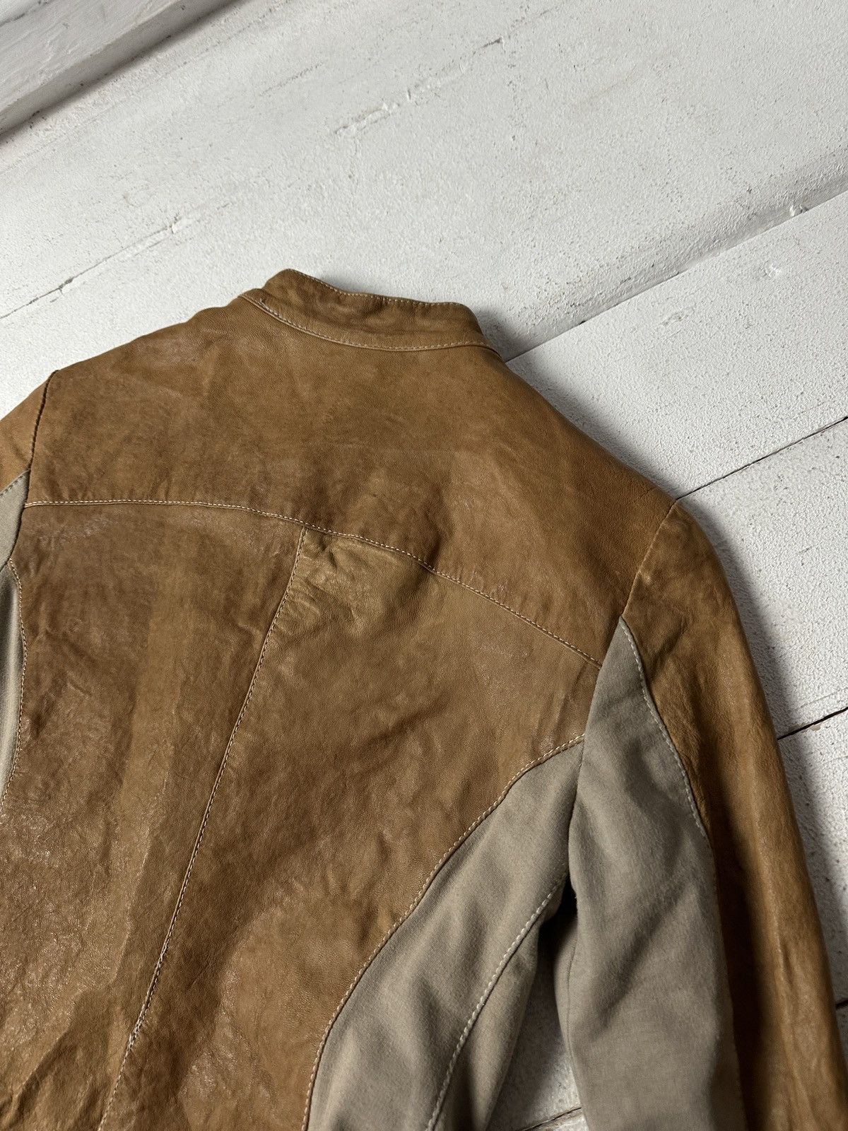 Other 🚨Y2K RICK OWENS TYPE DIRTY SLIM FIT ZIP LEATHER JACKET Size L / US 10 / IT 46 - 12 Thumbnail