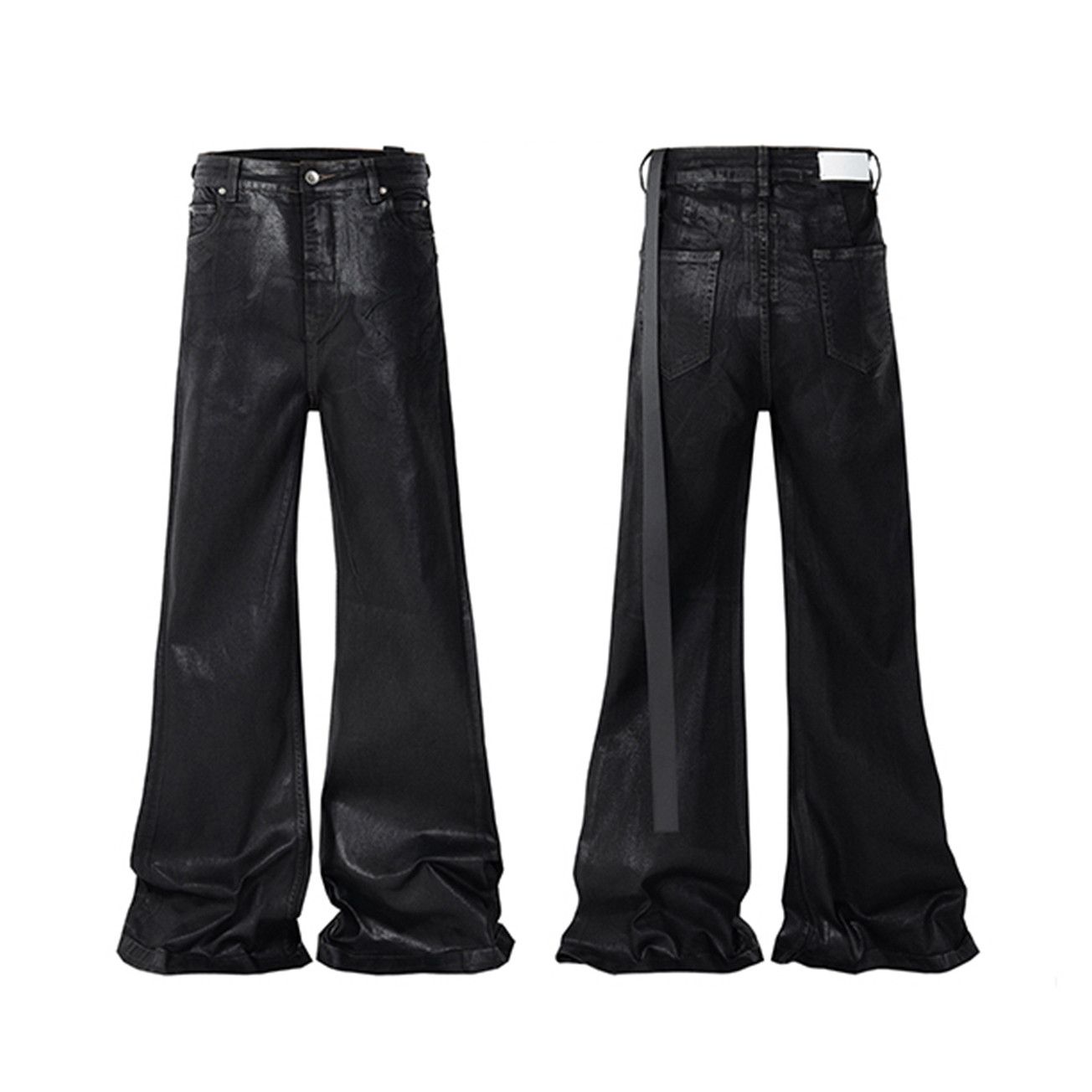 Jean Black Wax Leather Strecth Baggy Jeans Size US 28 / EU 44 - 6 Thumbnail