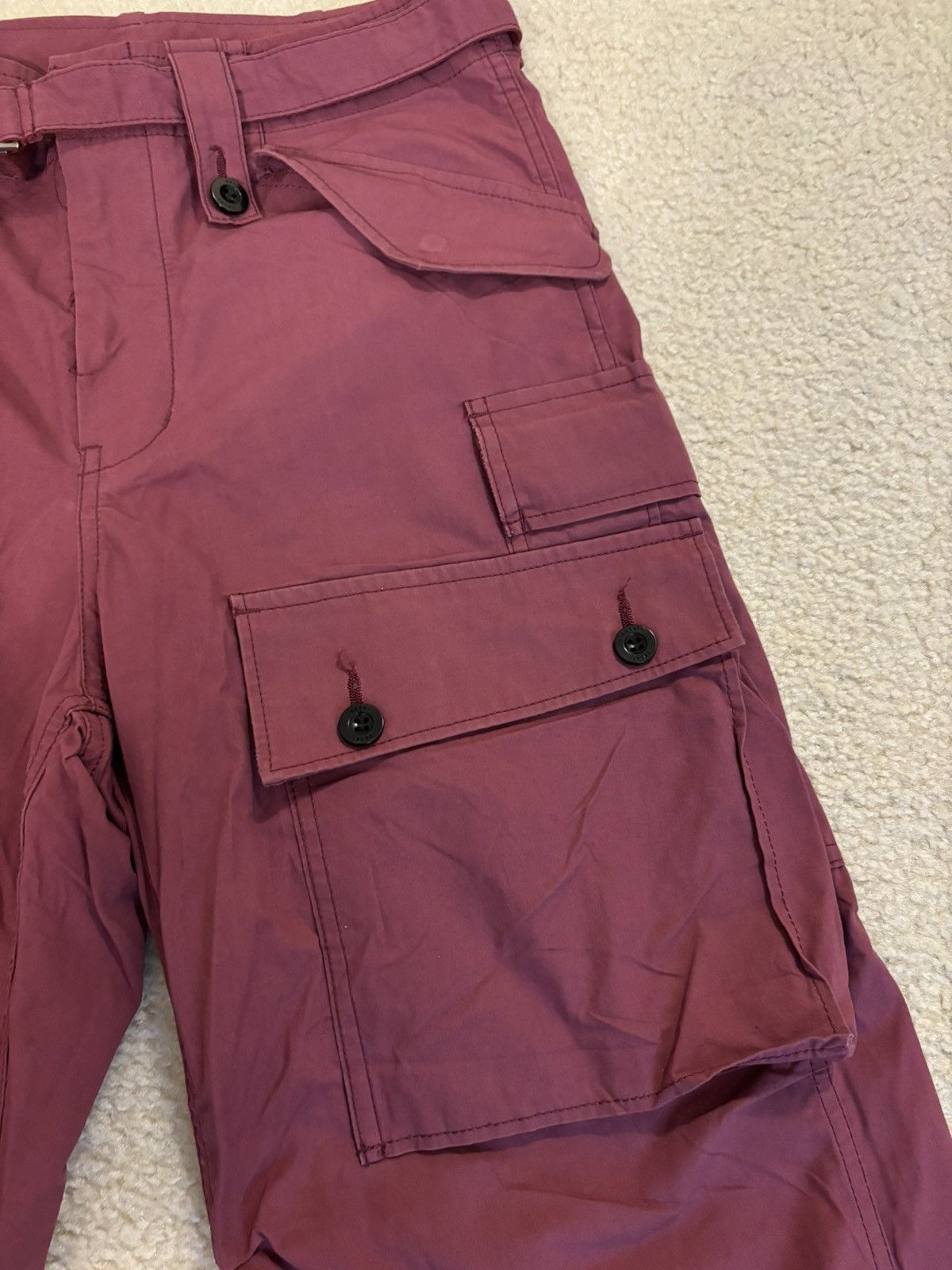 Sacai Sacai Big Pocket Baggy Cargo Pants Magenta Size US 32 / EU 48 - 2 Thumbnail