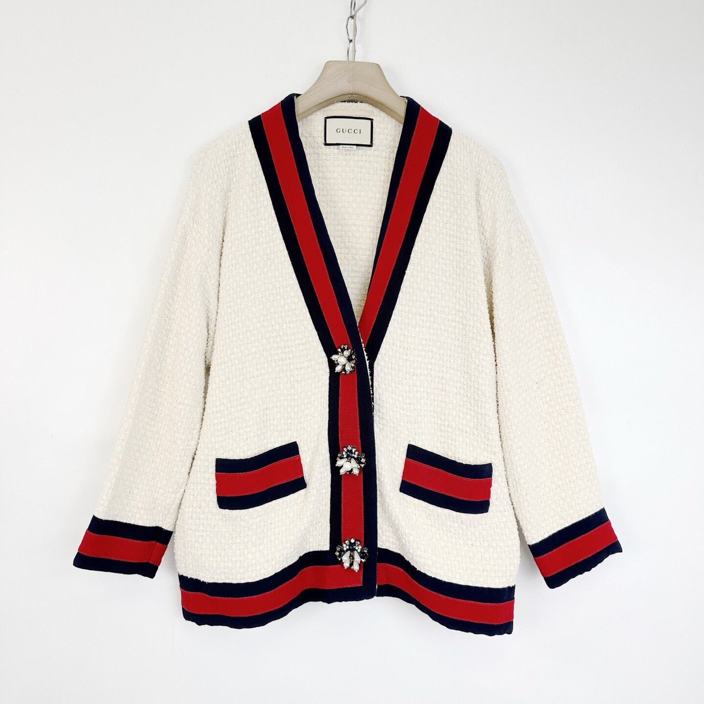 Gucci Gucci Color-Blocked Pearl Button Tweed Cardigan Size S / US 4 / IT 40 - 1 Thumbnail