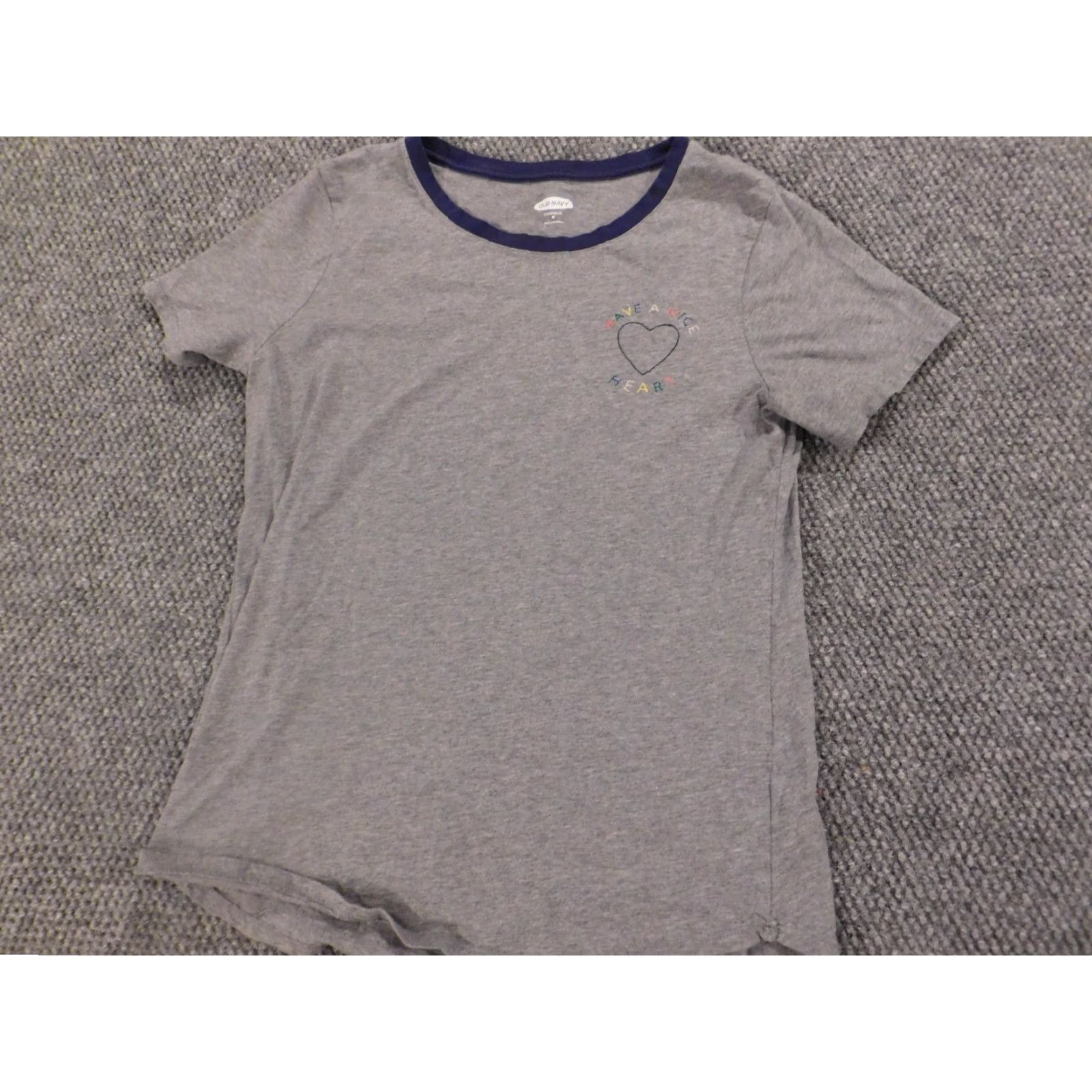 Old Navy Old Navy Womens Blouse M Gray Short Sleeve Round Neck Pullover Cotton Stretch Casual Regular Womens Size M / US 6-8 / IT 42-44 - 2 Thumbnail