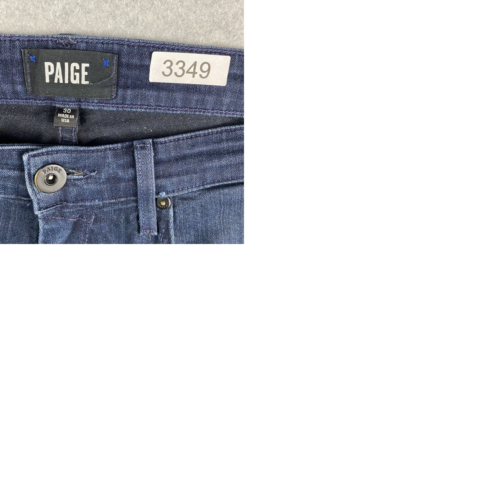 Paige Paige Federal Jeans Mens 30 Blue Straight Stretch Dark Wash Denim Distress Pant Size US 30 / EU 46 - 10 Thumbnail