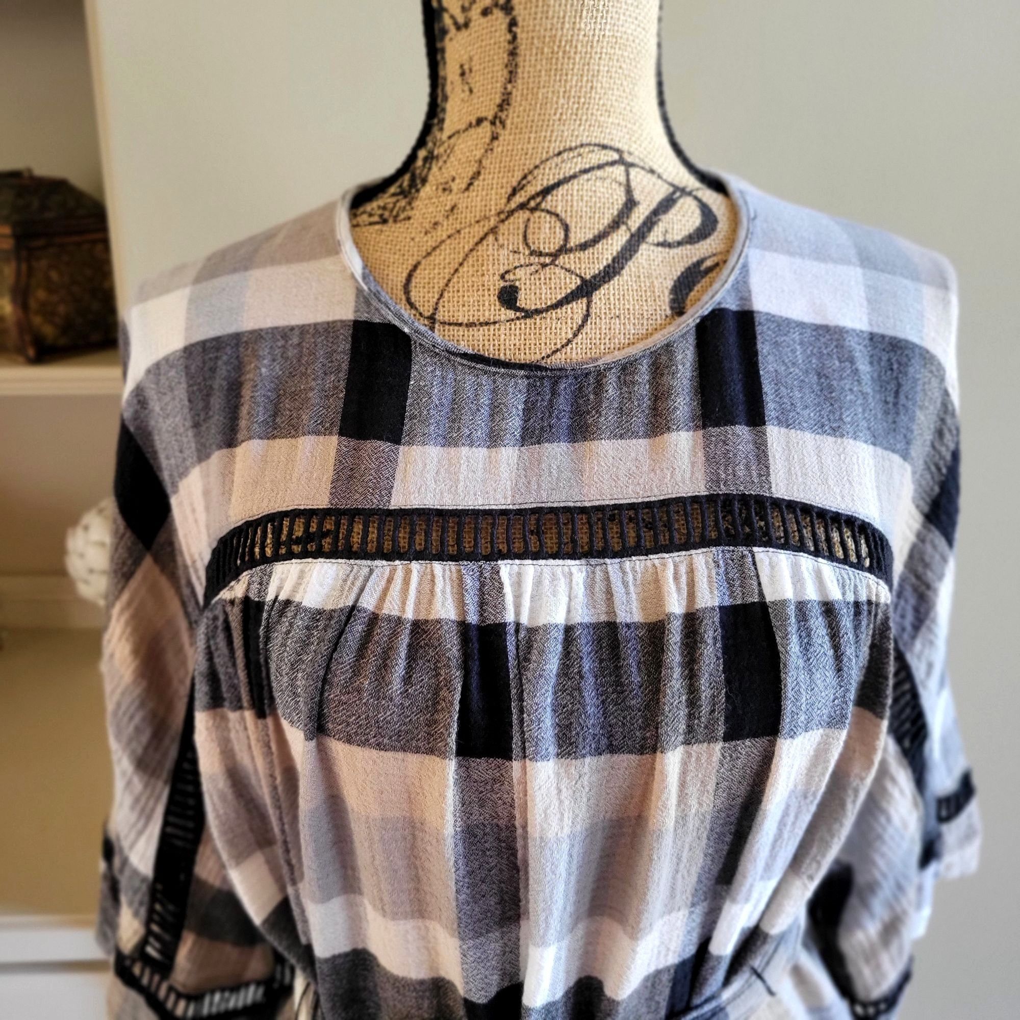 Anthropologie Anthropology Mauve Plaid Bohemian Tunic Dress With Belt & L Size S / US 4 / IT 40 - 4 Thumbnail